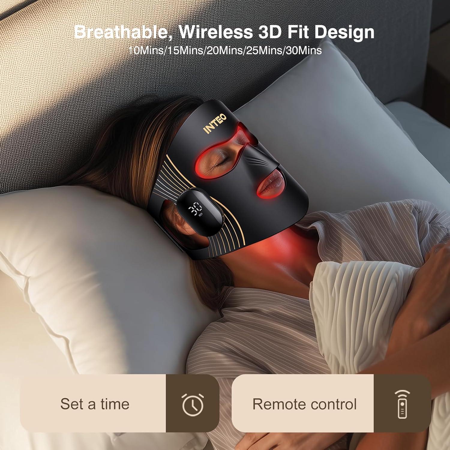 Máscara de Terapia de Luz Roja INTEO 4 Modos LED 850nm