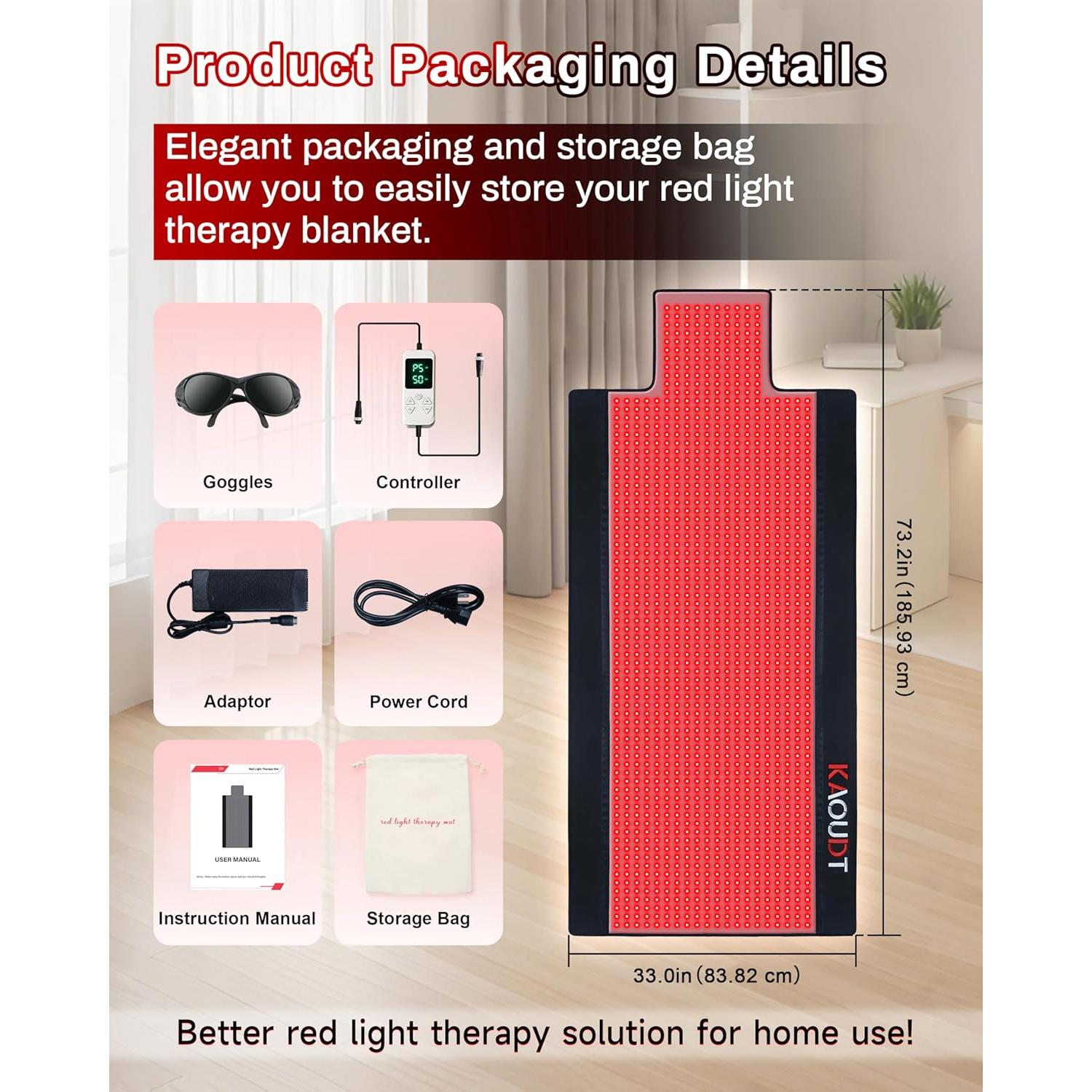 Almohadilla de Terapia de Luz Roja Kaoudt 187 x 84 cm 1370 LEDs