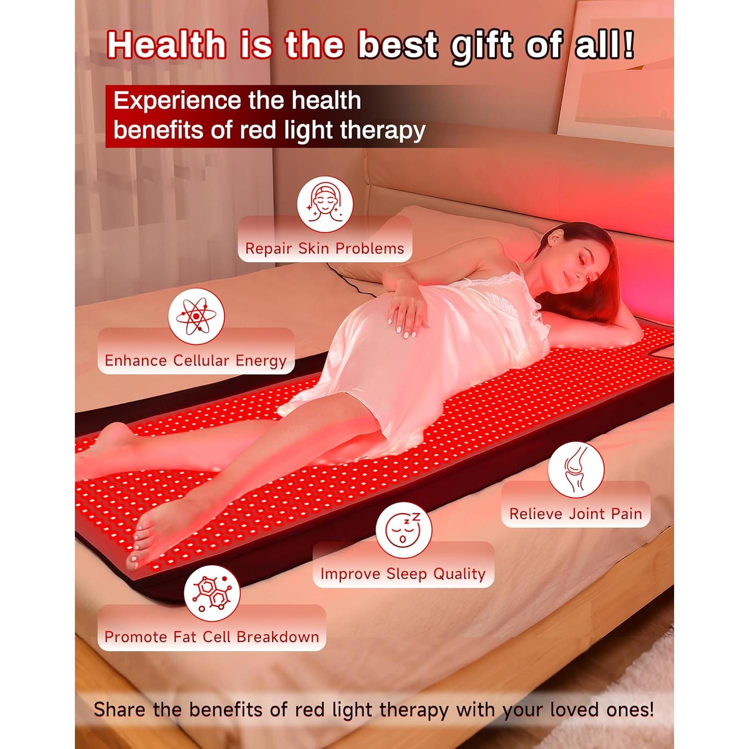 Almohadilla de Terapia de Luz Roja Kaoudt 187 x 84 cm 1370 LEDs