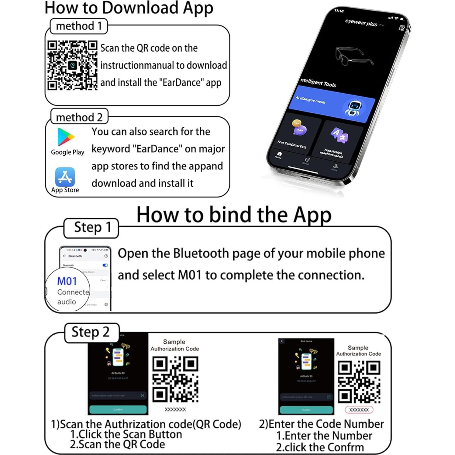 Gafas Inteligentes Bluetooth 5.3 xunmirusu M01 con Traducción AI