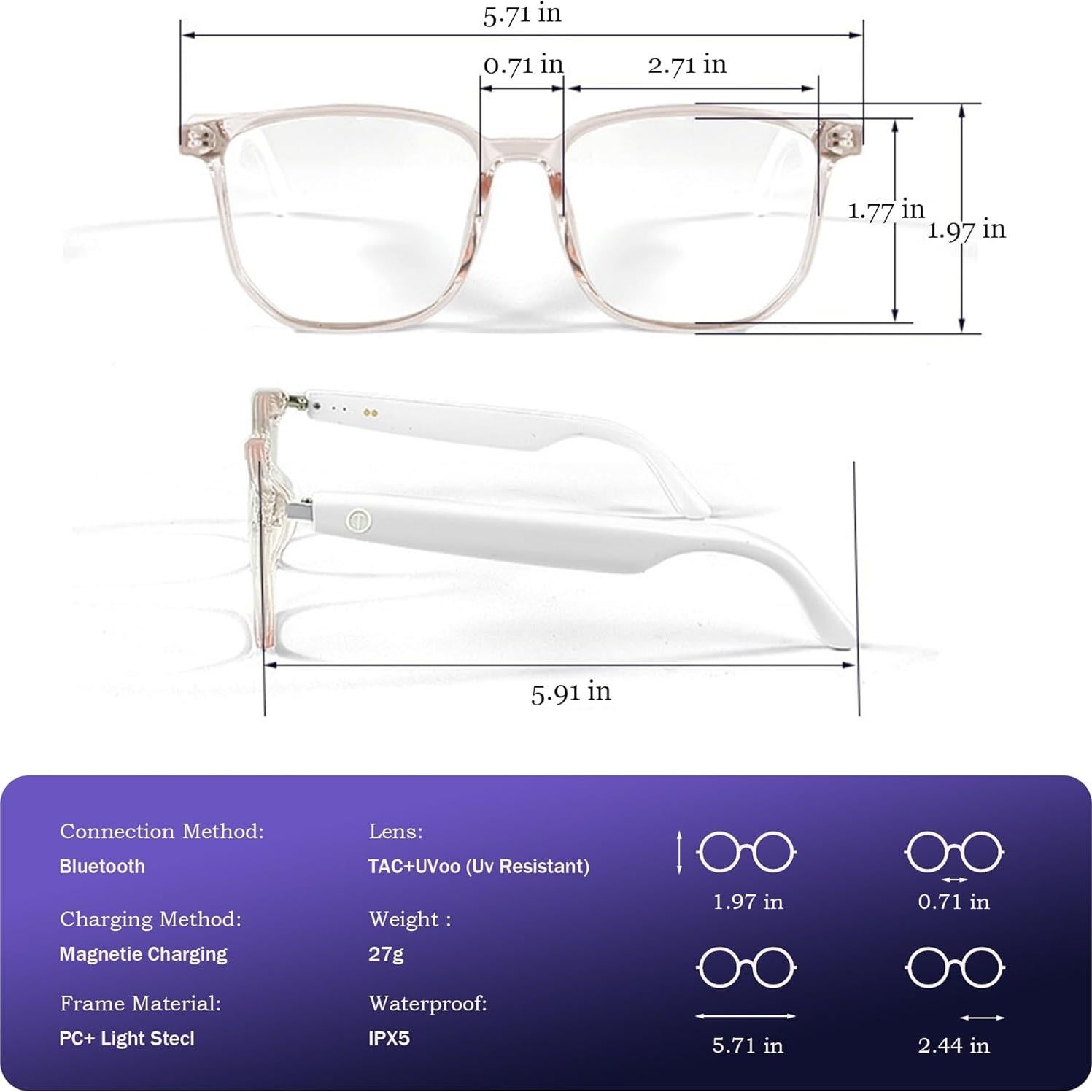 Gafas Inteligentes para Mujeres - Audio Abierto HD, Bluetooth