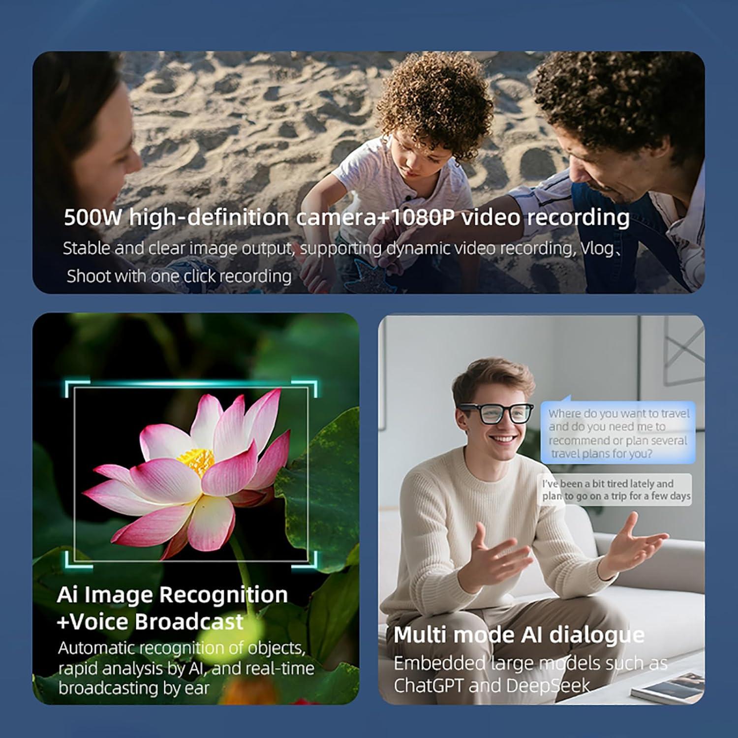 Gafas Inteligentes QJF con Cámara 1080P y Bluetooth