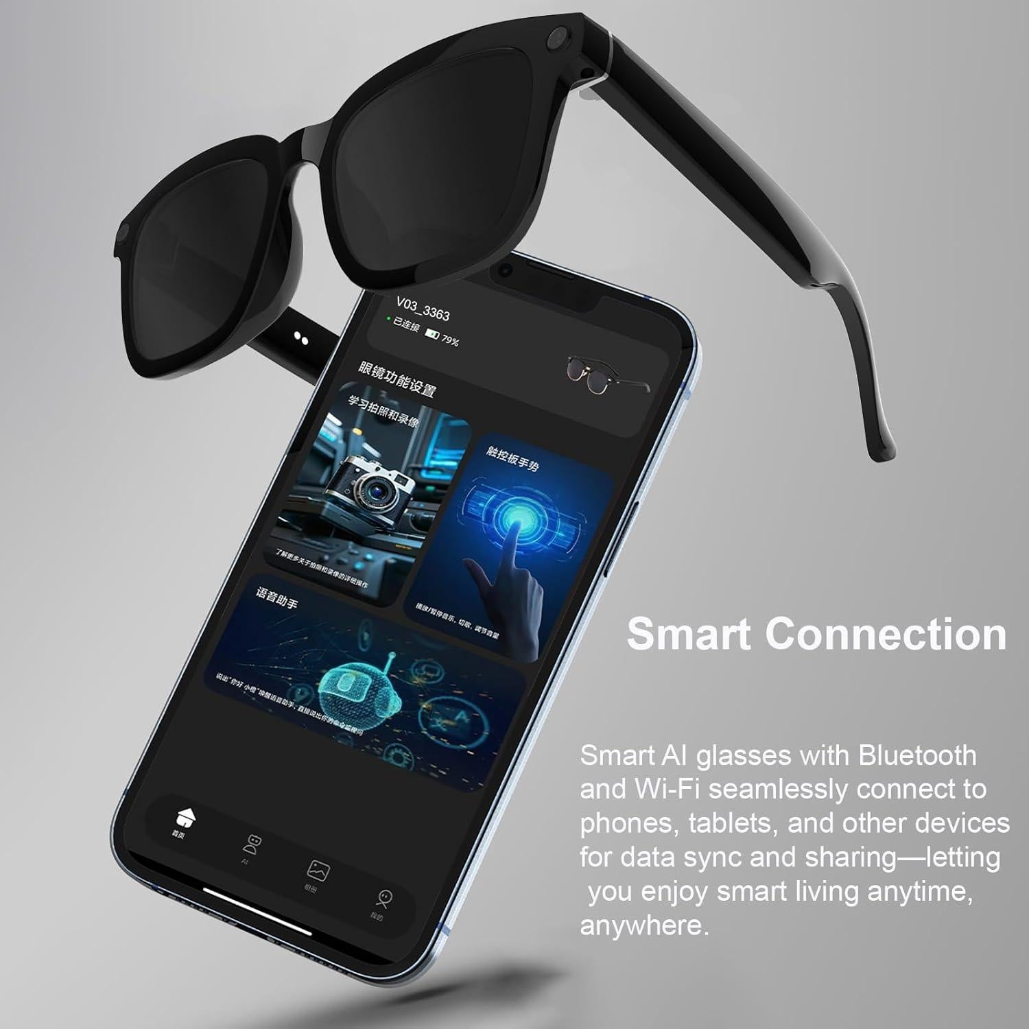 Gafas Inteligentes QJF con Cámara 1080P y Bluetooth