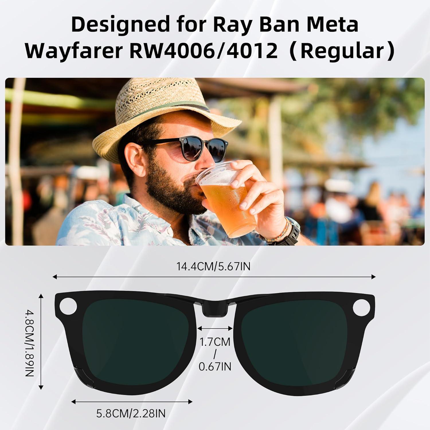 Clip Polarizado Ray-Ban Meta Wayfarer Verde Regular