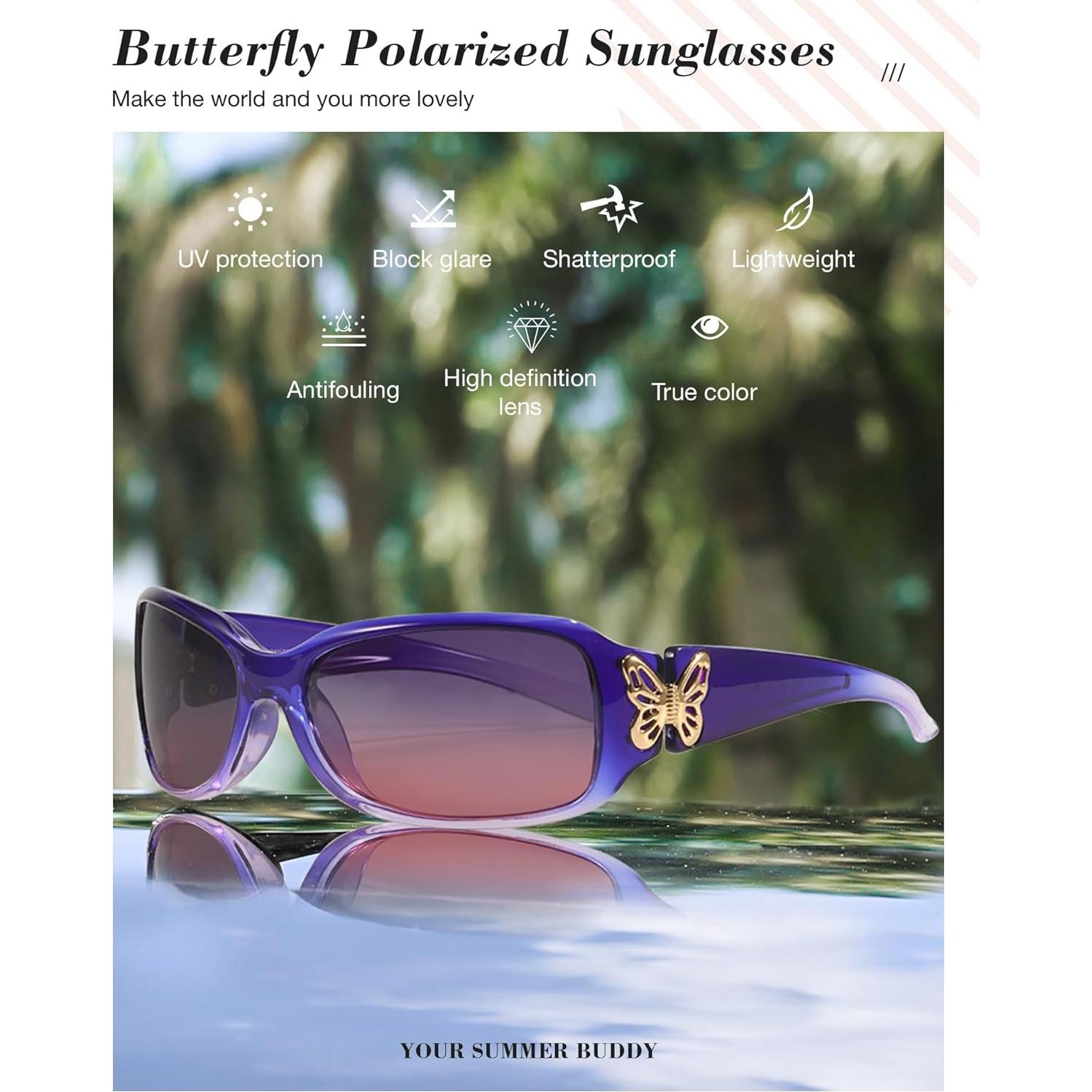 Gafas de Sol Polarizadas LVIOE para Mujeres - Diseño Mariposa