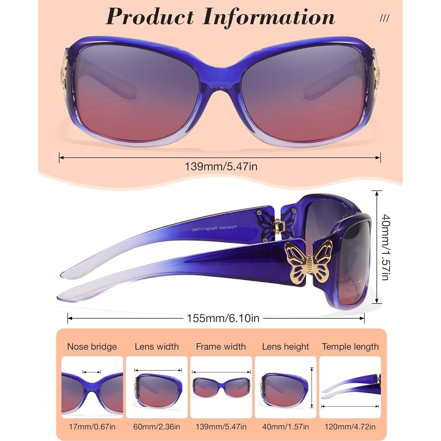 Gafas de Sol Polarizadas LVIOE para Mujeres - Diseño Mariposa