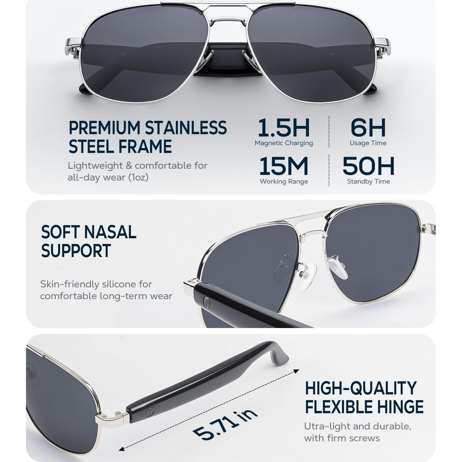 Gafas Inteligentes AI Polarizadas UV400 Bluetooth - Traducción 100+ Idiomas