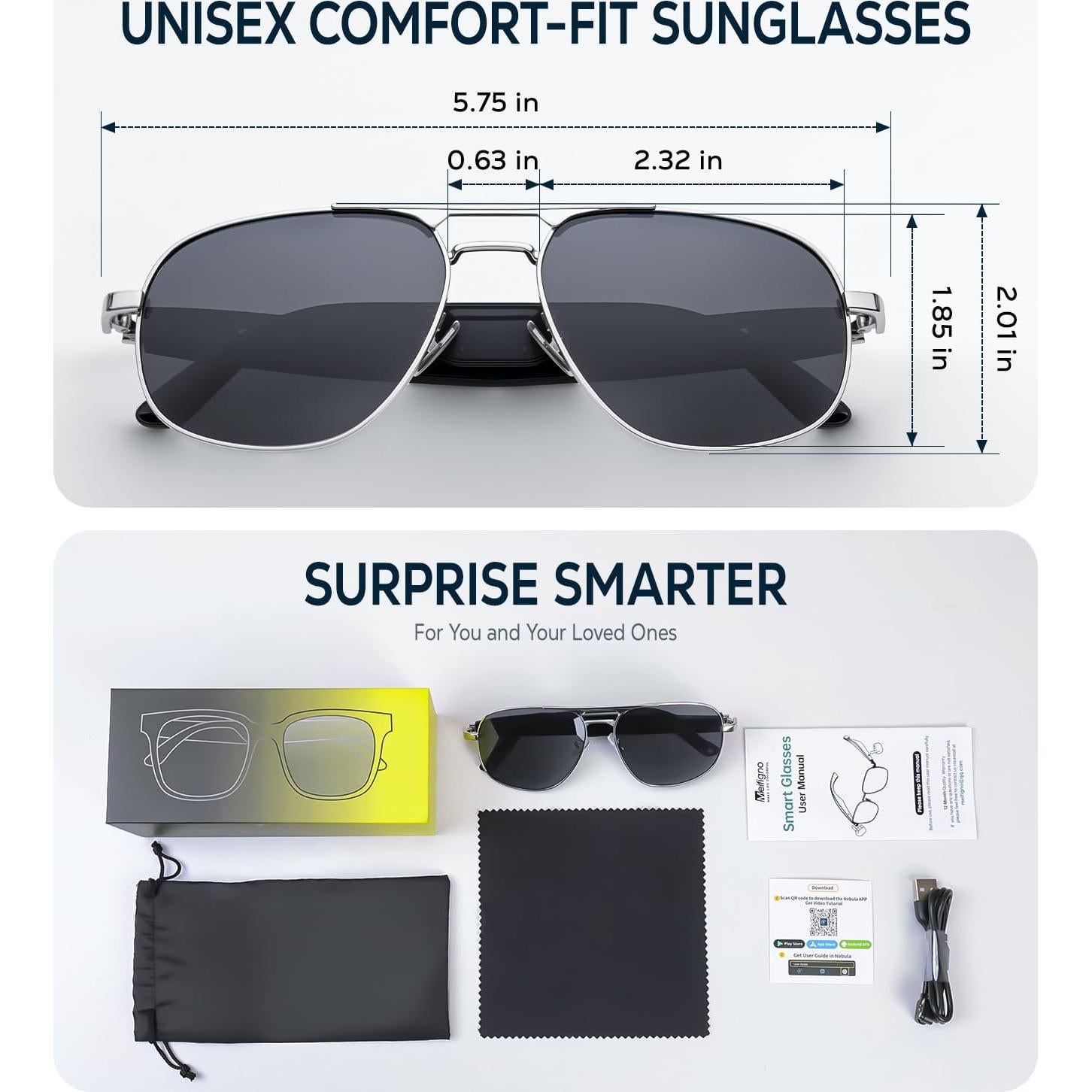 Gafas Inteligentes AI Polarizadas UV400 Bluetooth - Traducción 100+ Idiomas