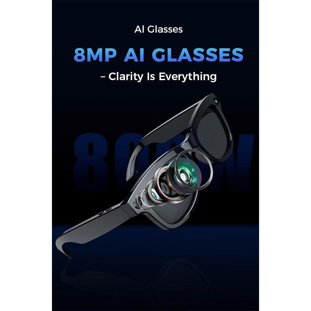 Gafas de Cámara Inteligente CuiSuto 8MP HD con AI y 32GB