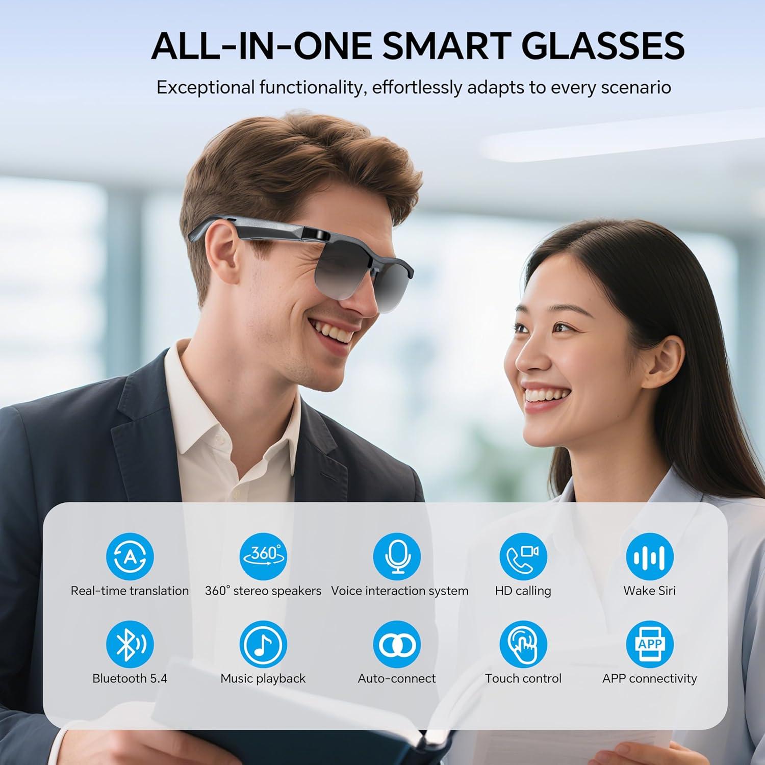 Gafas Inteligentes Bluetooth Jinjiatong GL1 con Traducción AI 160 Idiomas