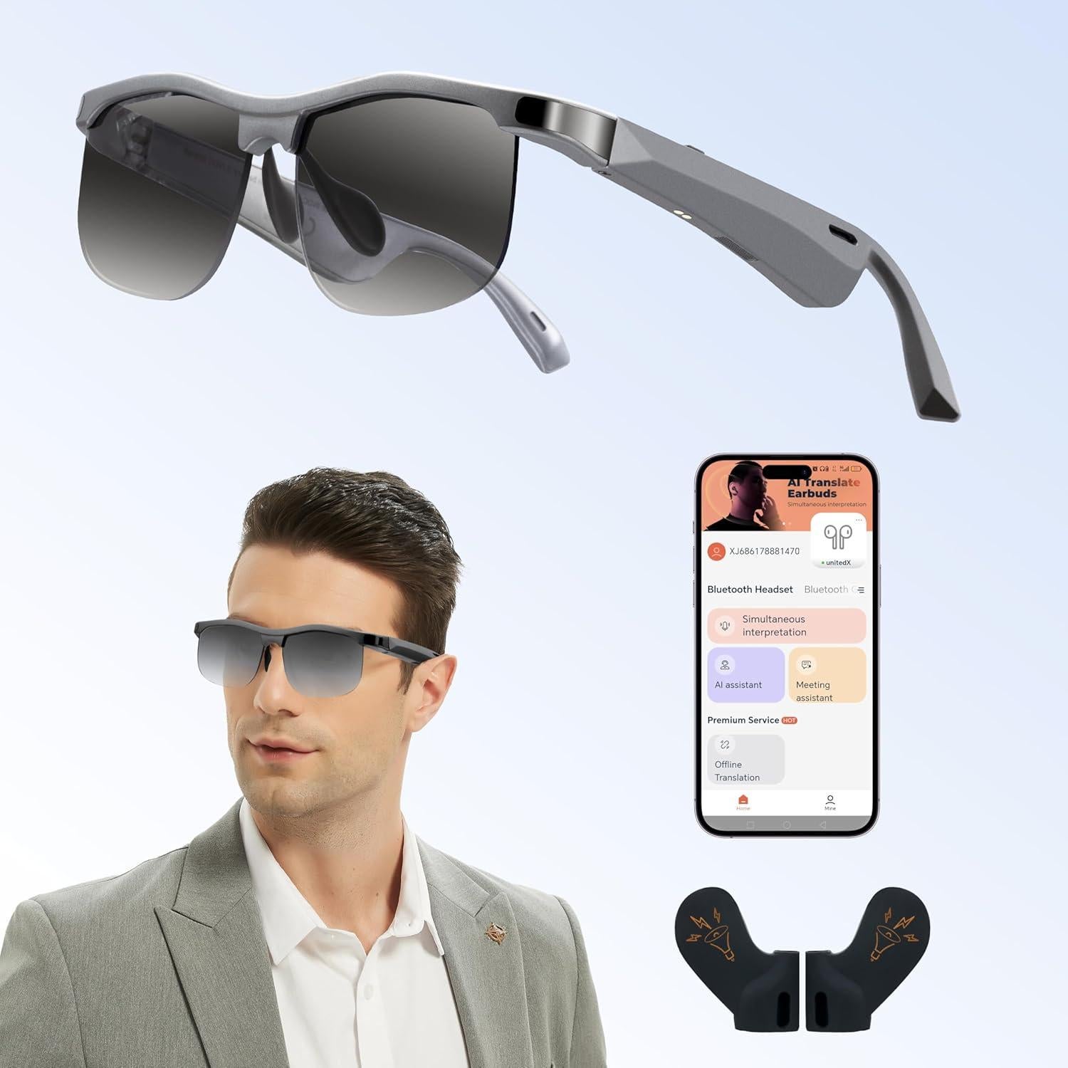 Gafas Inteligentes Bluetooth Jinjiatong GL1 con Traducción AI 160 Idiomas