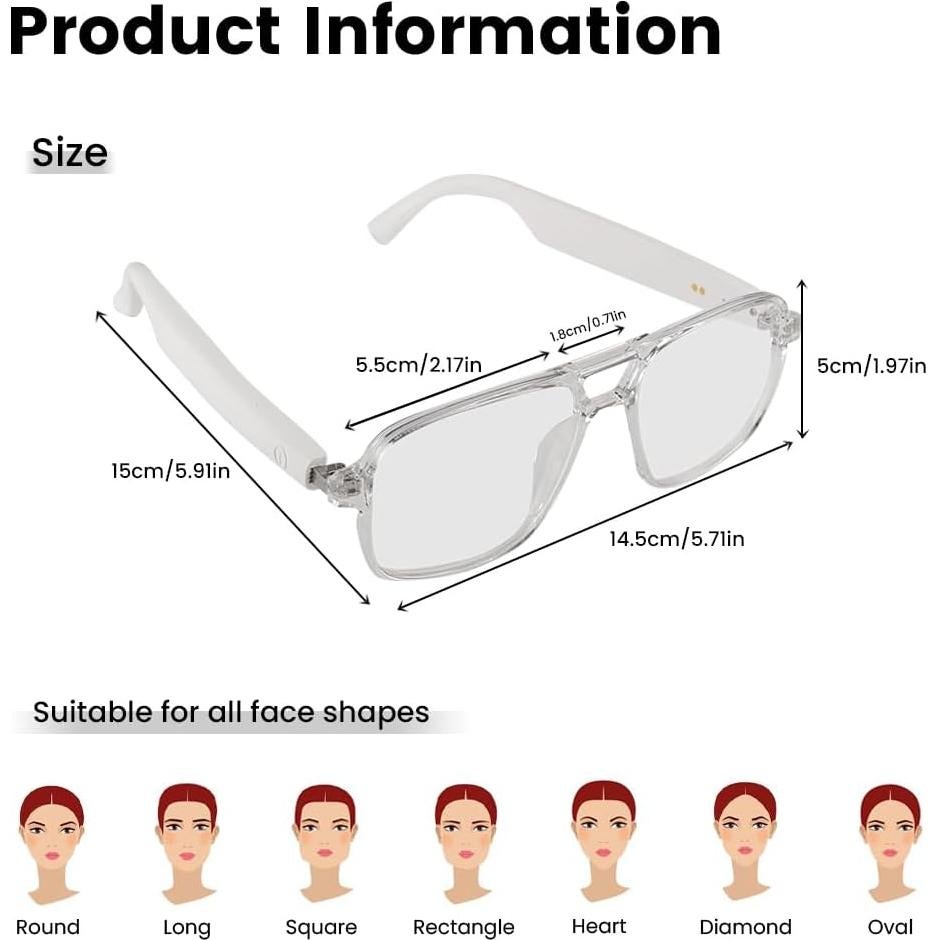 Gafas Inteligentes Yeabomy con Audio y Protección UV - Marco Blanco