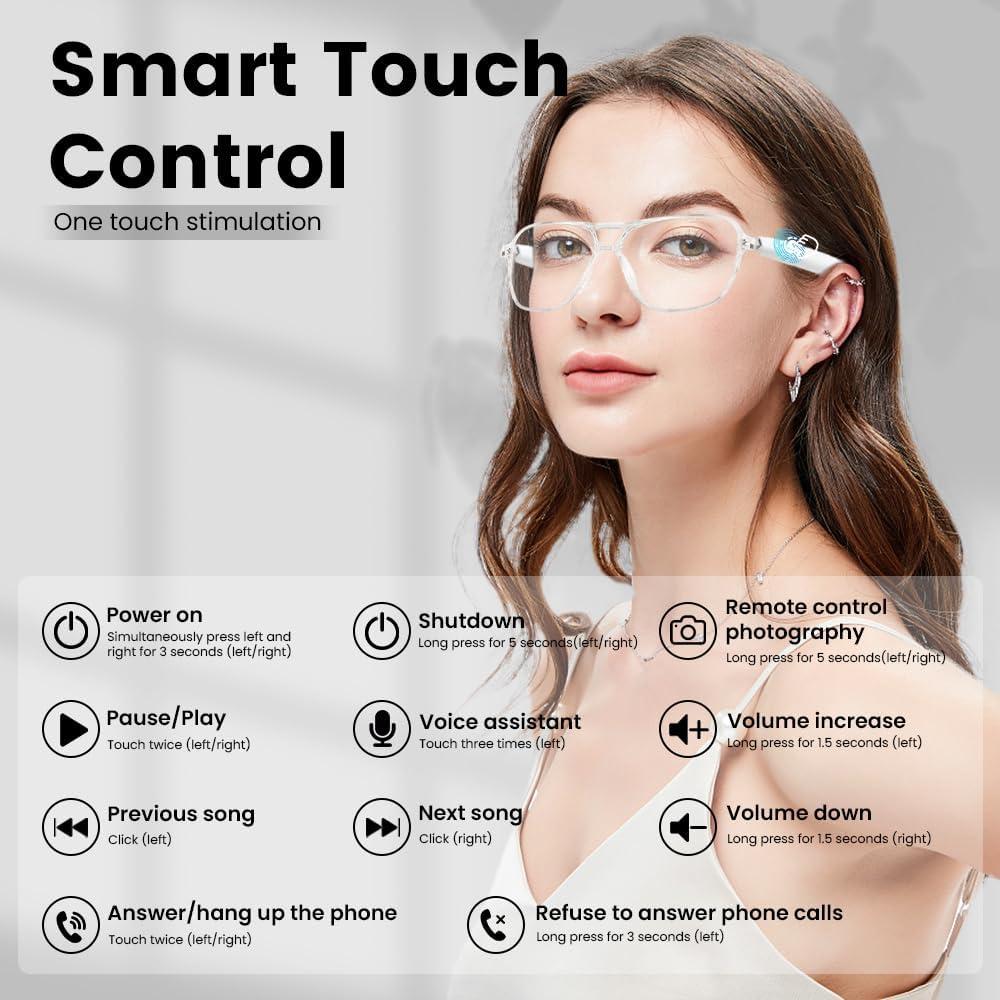 Gafas Inteligentes Yeabomy con Audio y Protección UV - Marco Blanco