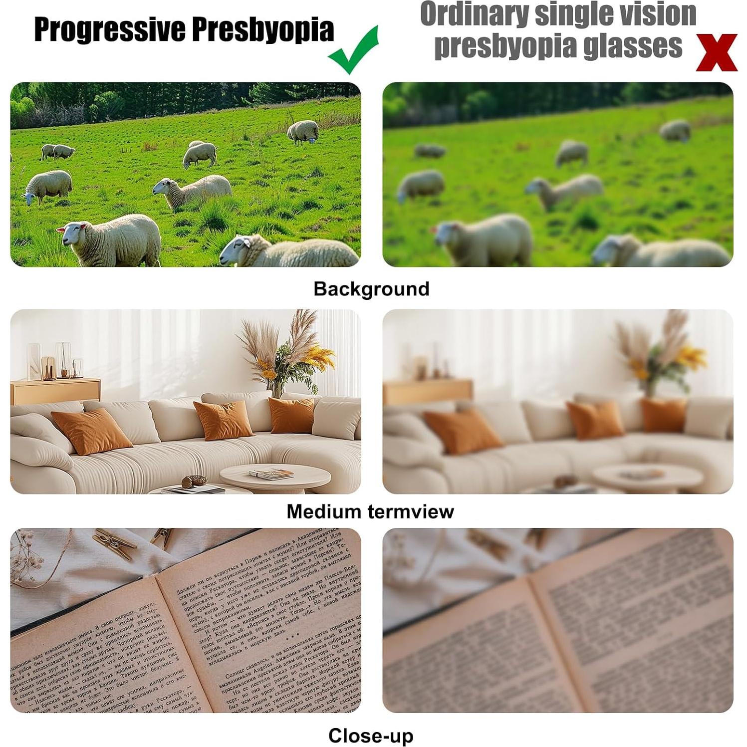 3 Gafas Inteligentes Doble Enfoque LUODAKA Anti-Luz Azul Gris