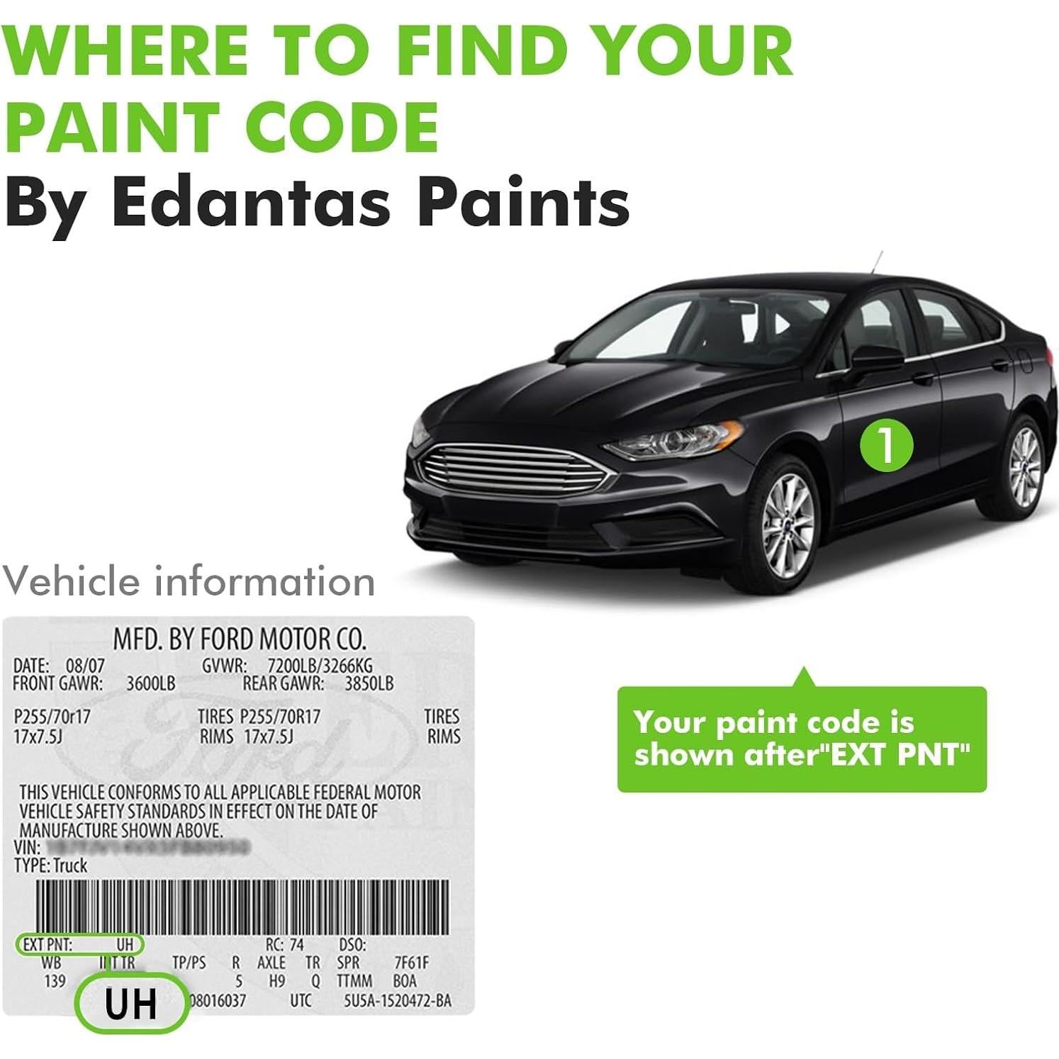 Pintura de Retoque Edantas Agate Black para Coches Ford 10ml