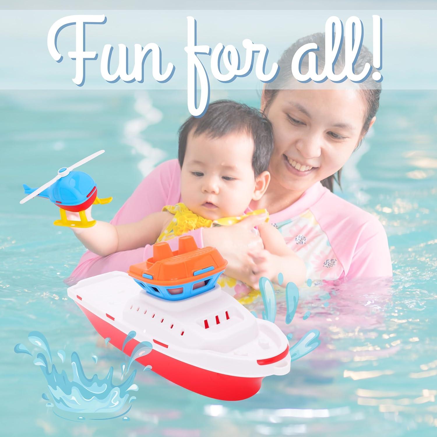 Helicóptero y Barco Remolcador Toyland 42cm Juguete Flotante