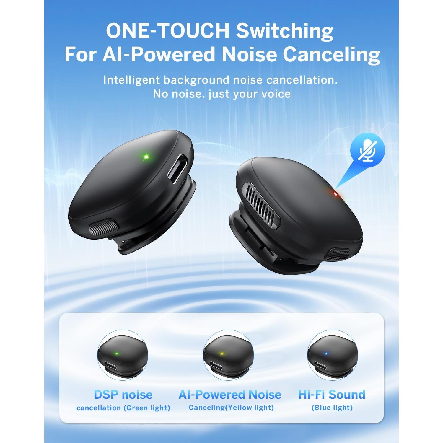 Micrófono Lavalier Inalámbrico WEWAHIVER V36 USB-C 40H Batería