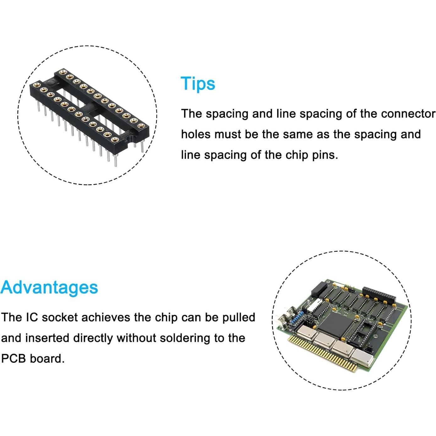 Zócalo IC 4pcs MECCANIXITY 24P 2.54mm para Placa PCB