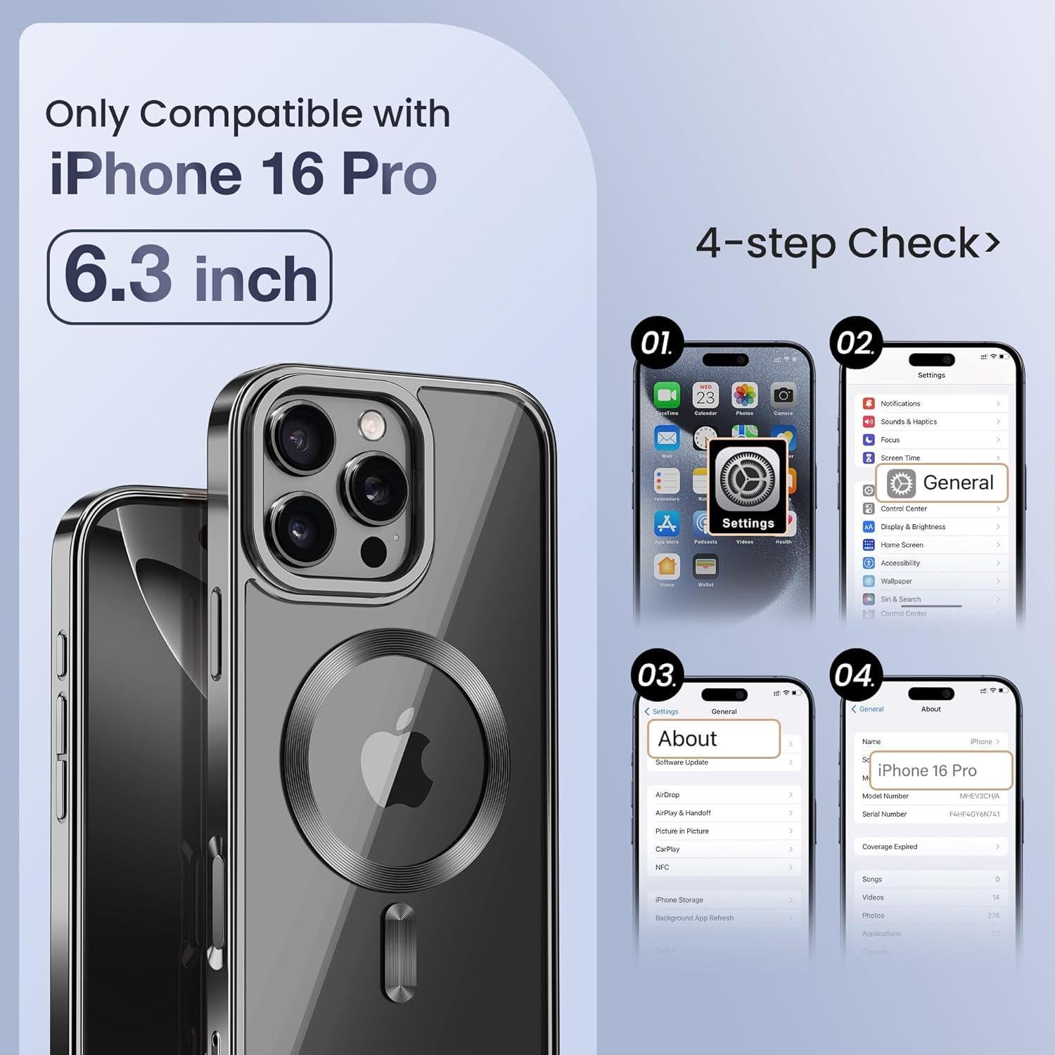 Funda Magnética GolbinBox para iPhone 16 Pro 6.3" Negra