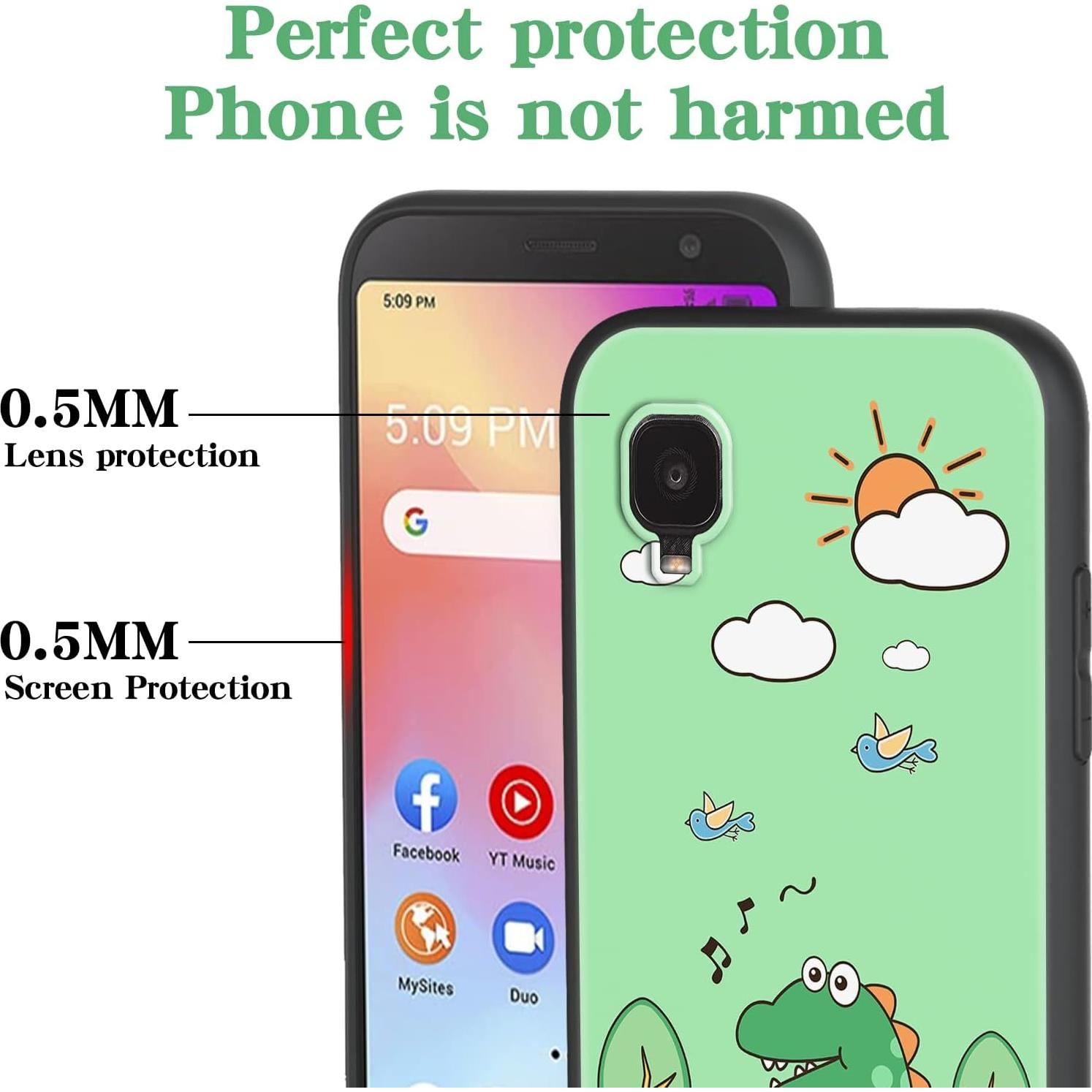 Funda para teléfono TCL A3 / A509DL - Dinosaurio Verde TPU