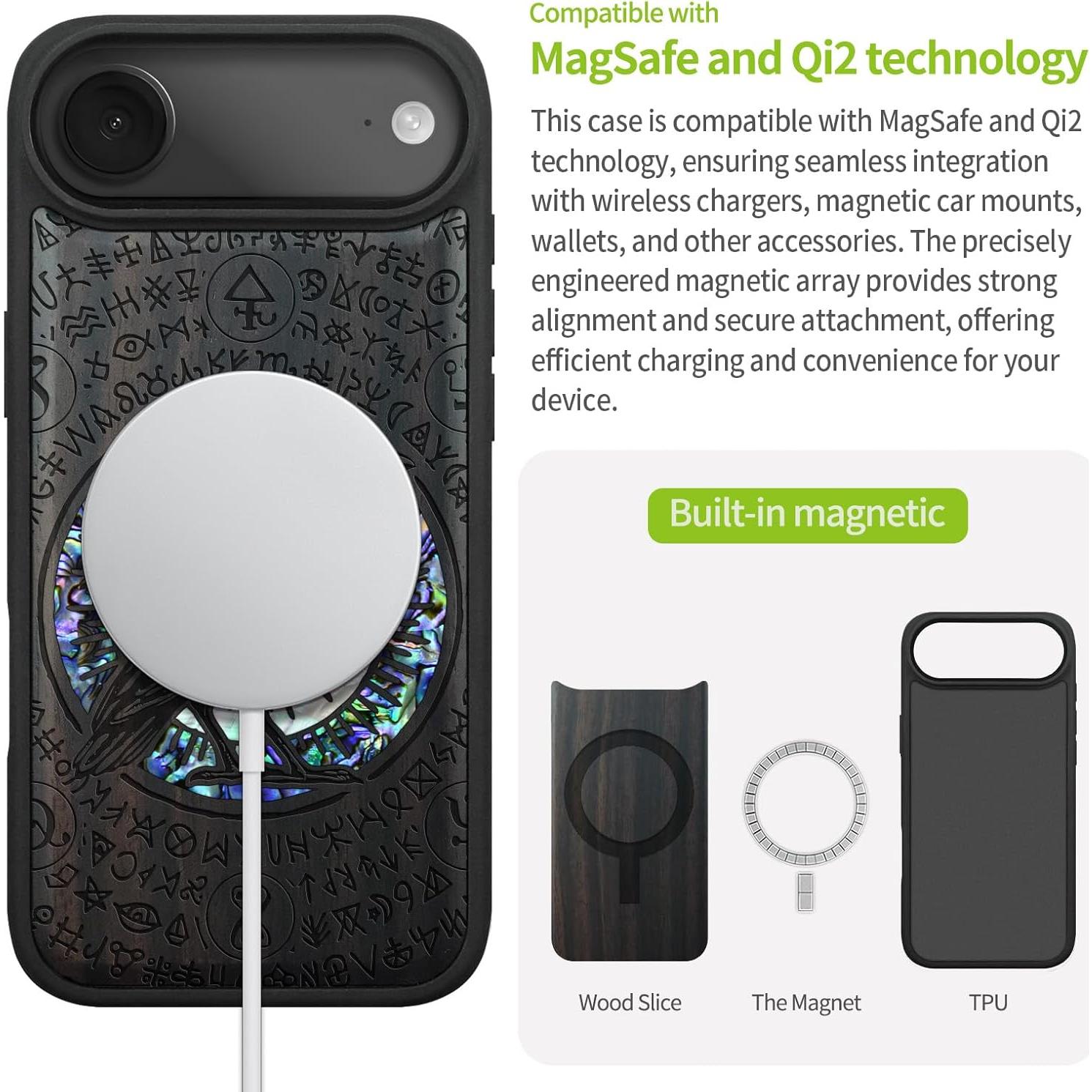 Funda Magnética Carveit para iPhone Air - Madera Grabada y TPU