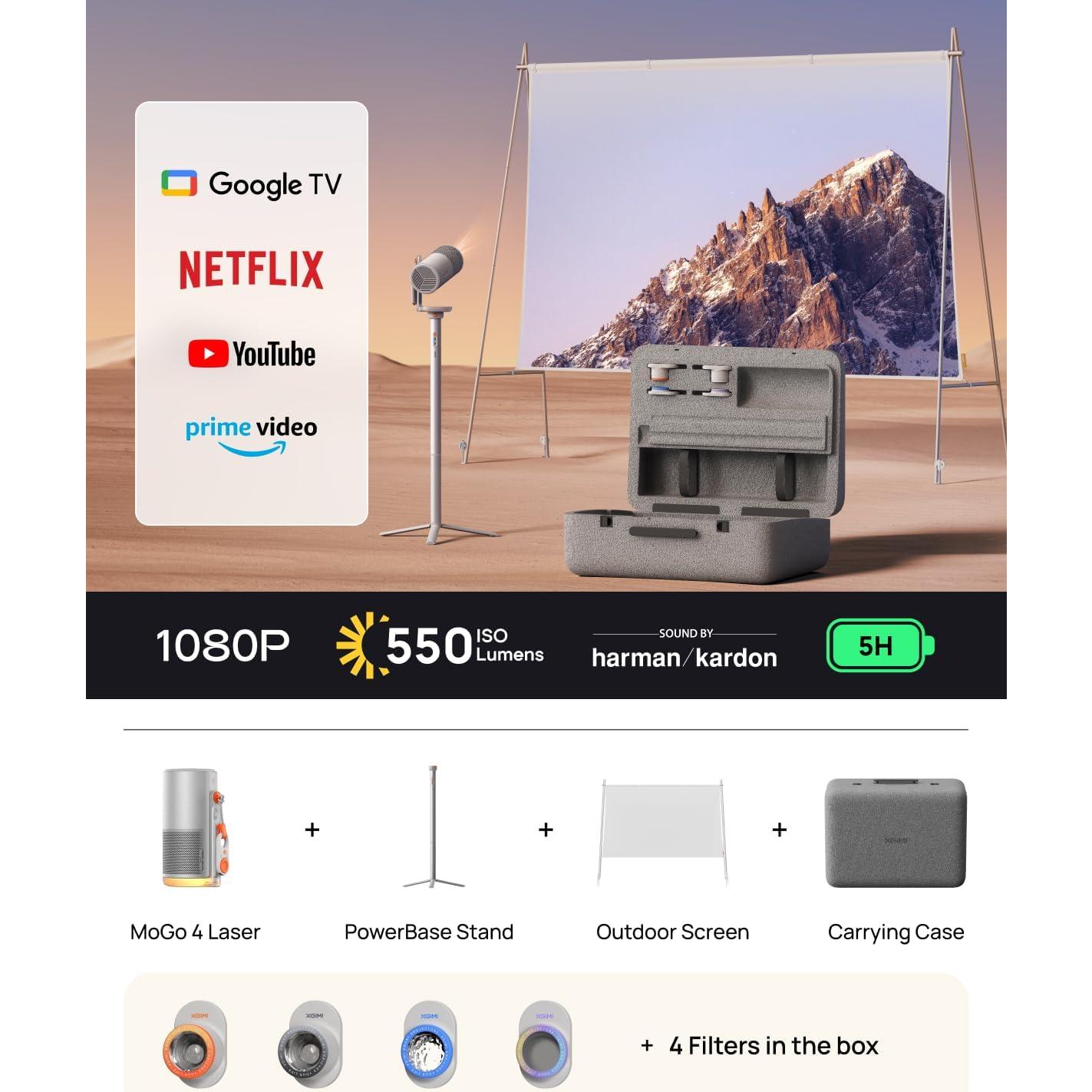 Proyector Láser XGIMI MoGo 4, 550 Lúmenes, Google TV, Kit Completo