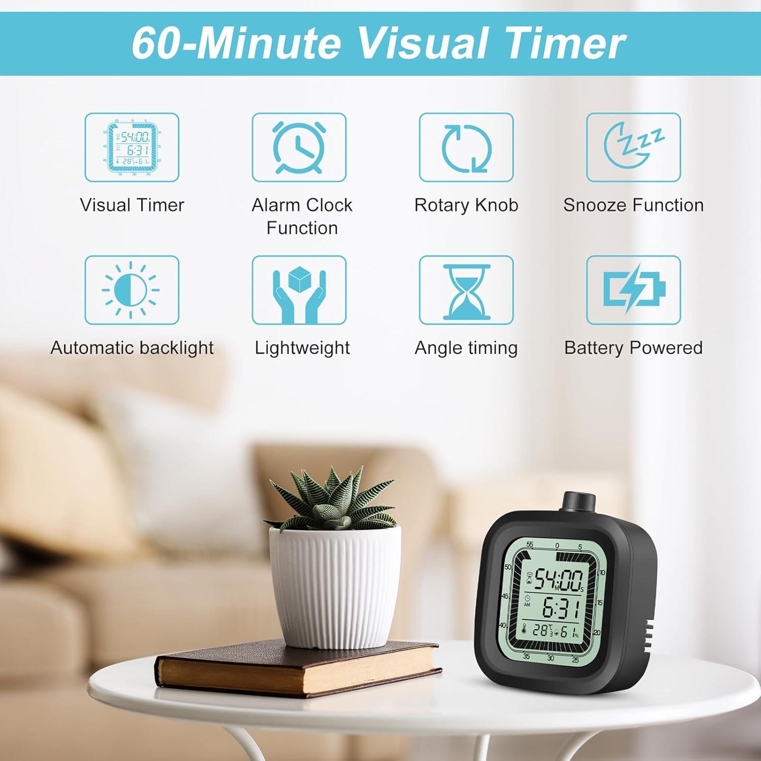 Temporizador Visual Digital VLEJEARI con Reloj Despertador y Termómetro