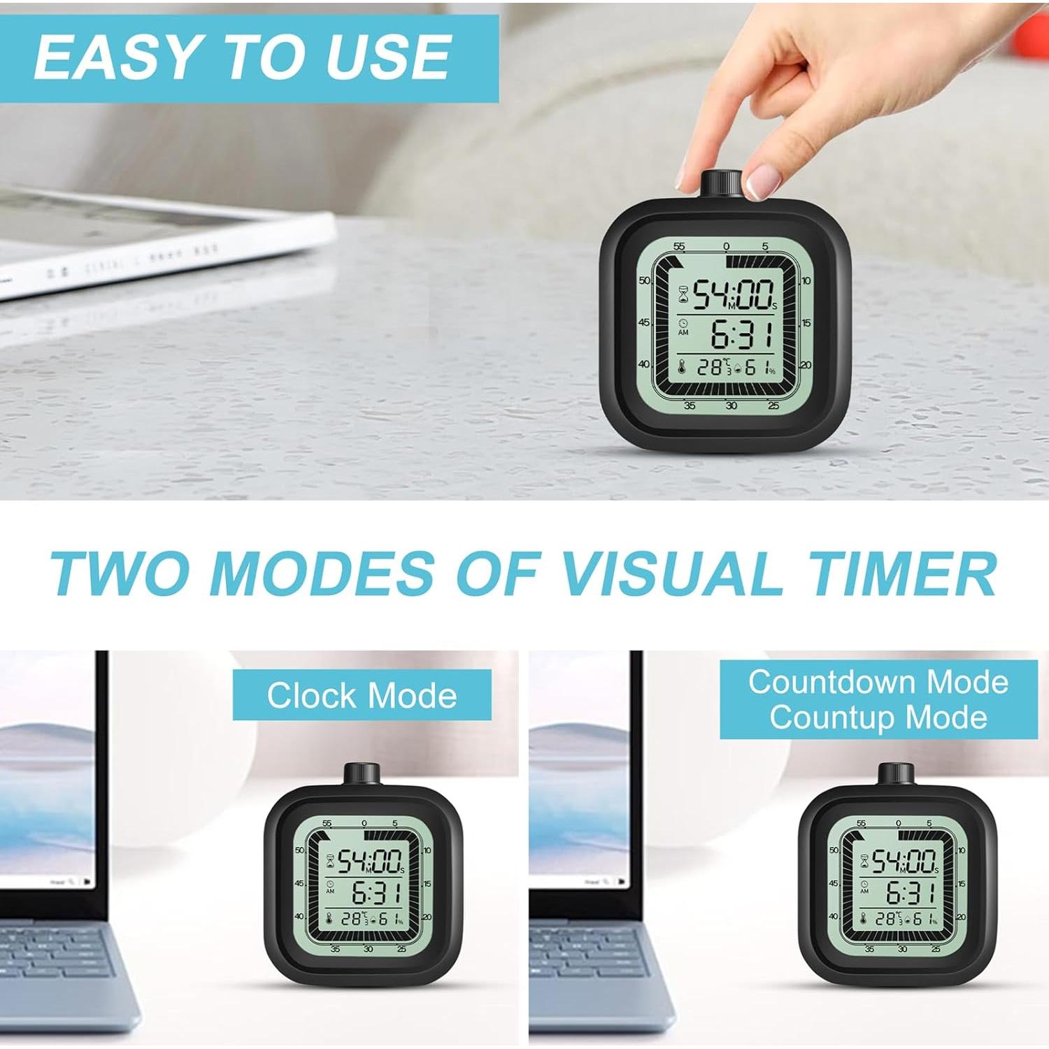 Temporizador Visual Digital VLEJEARI con Reloj Despertador y Termómetro