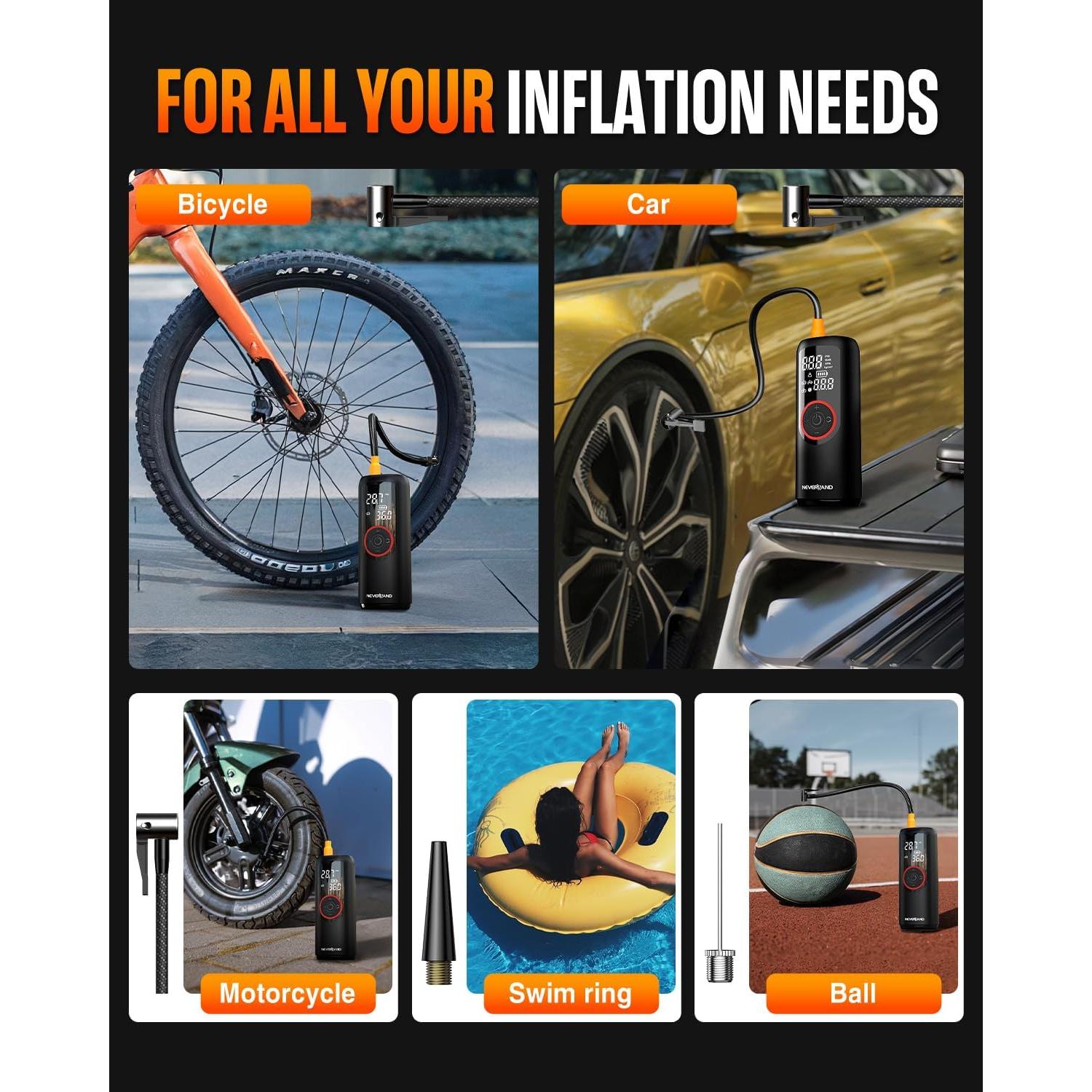 Compresor de Aire Portátil NEVERLAND 150 PSI - Inflador Neumáticos