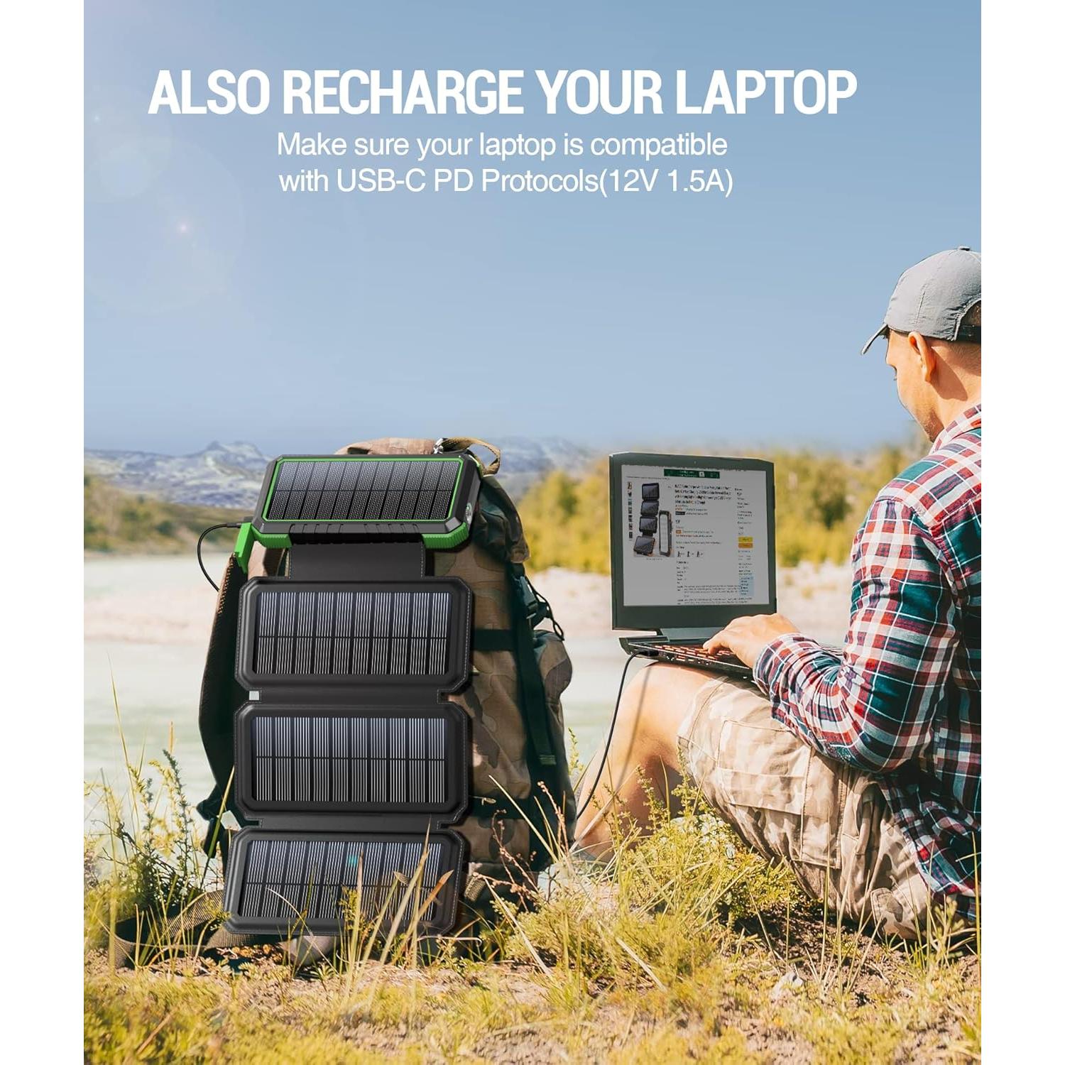 Cargador Solar Portátil BLAVOR 20000mAh 4 Paneles Plegables