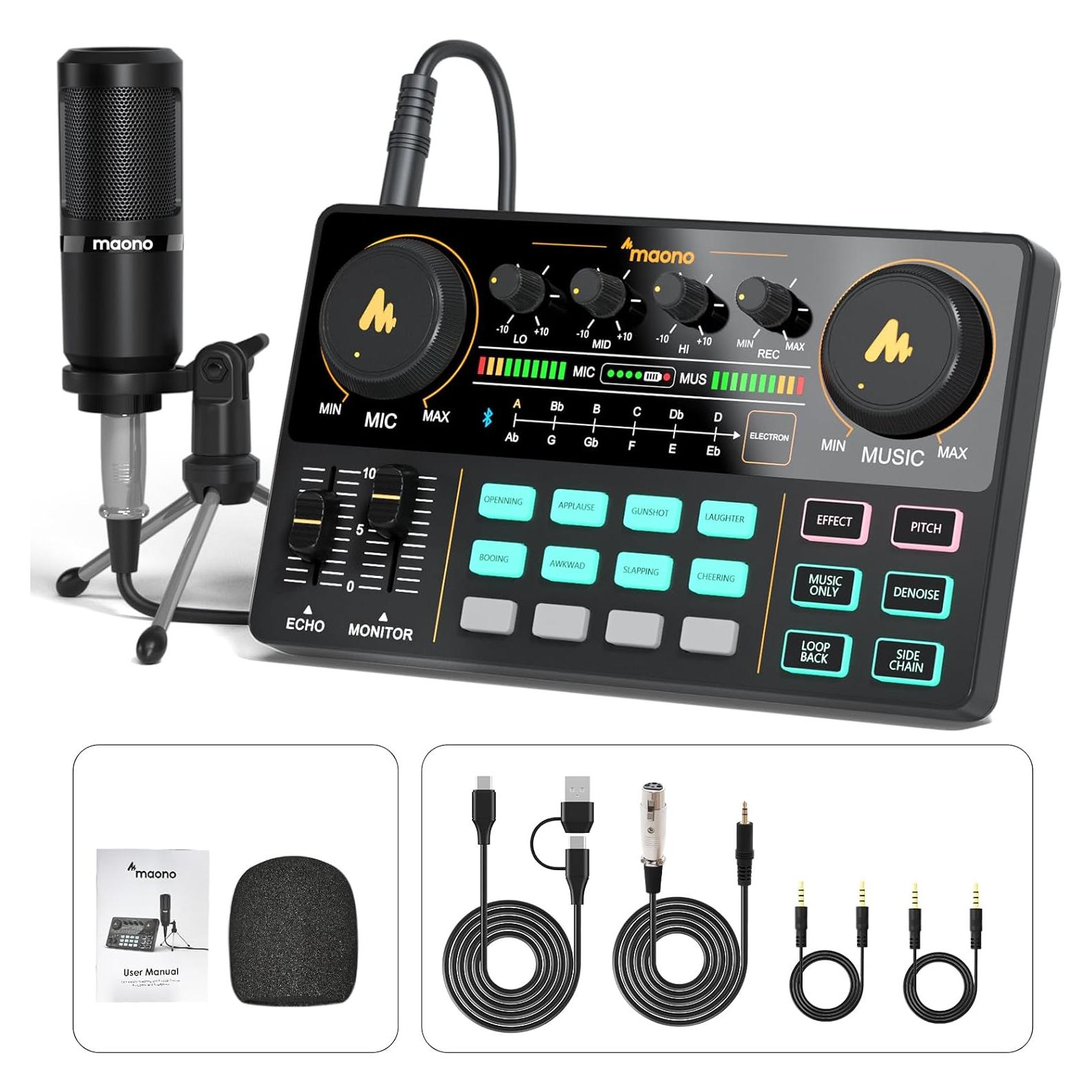 MAONO Mezclador de Audio para Podcast AU-AM200-S1 Todo en Uno