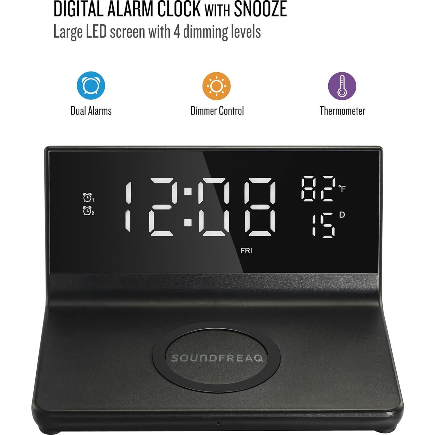 Reloj Despertador Digital Soundfreaq Charge Rise II Negro