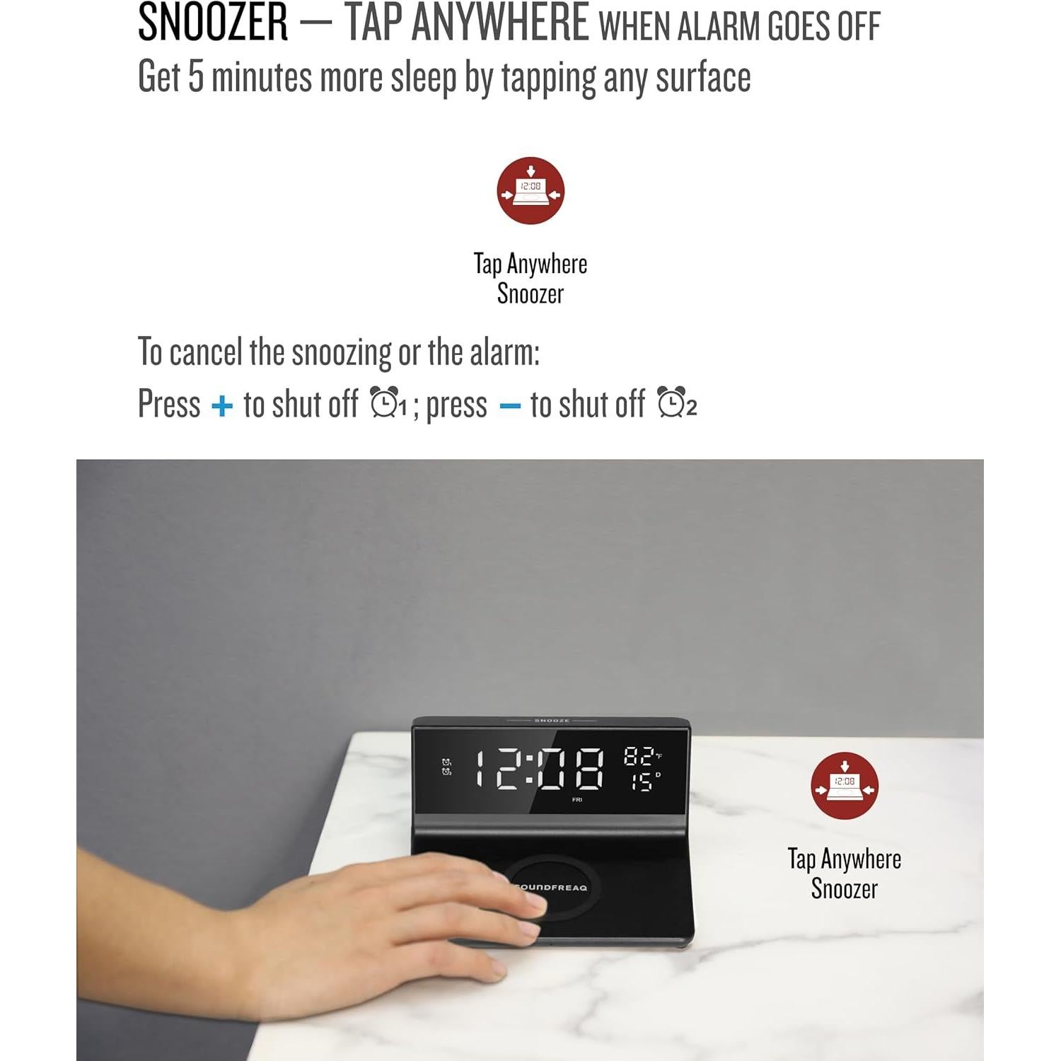 Reloj Despertador Digital Soundfreaq Charge Rise II Negro