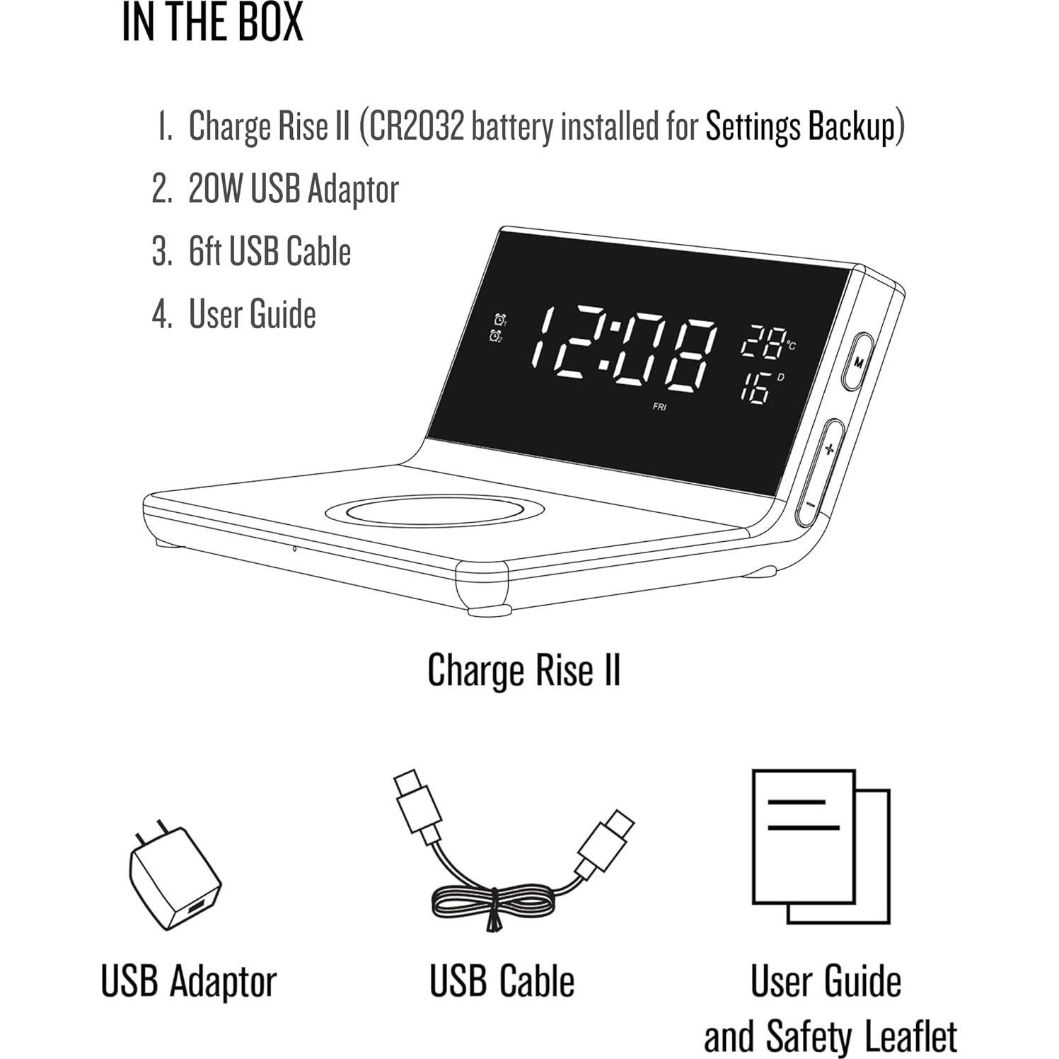 Reloj Despertador Digital Soundfreaq Charge Rise II Negro