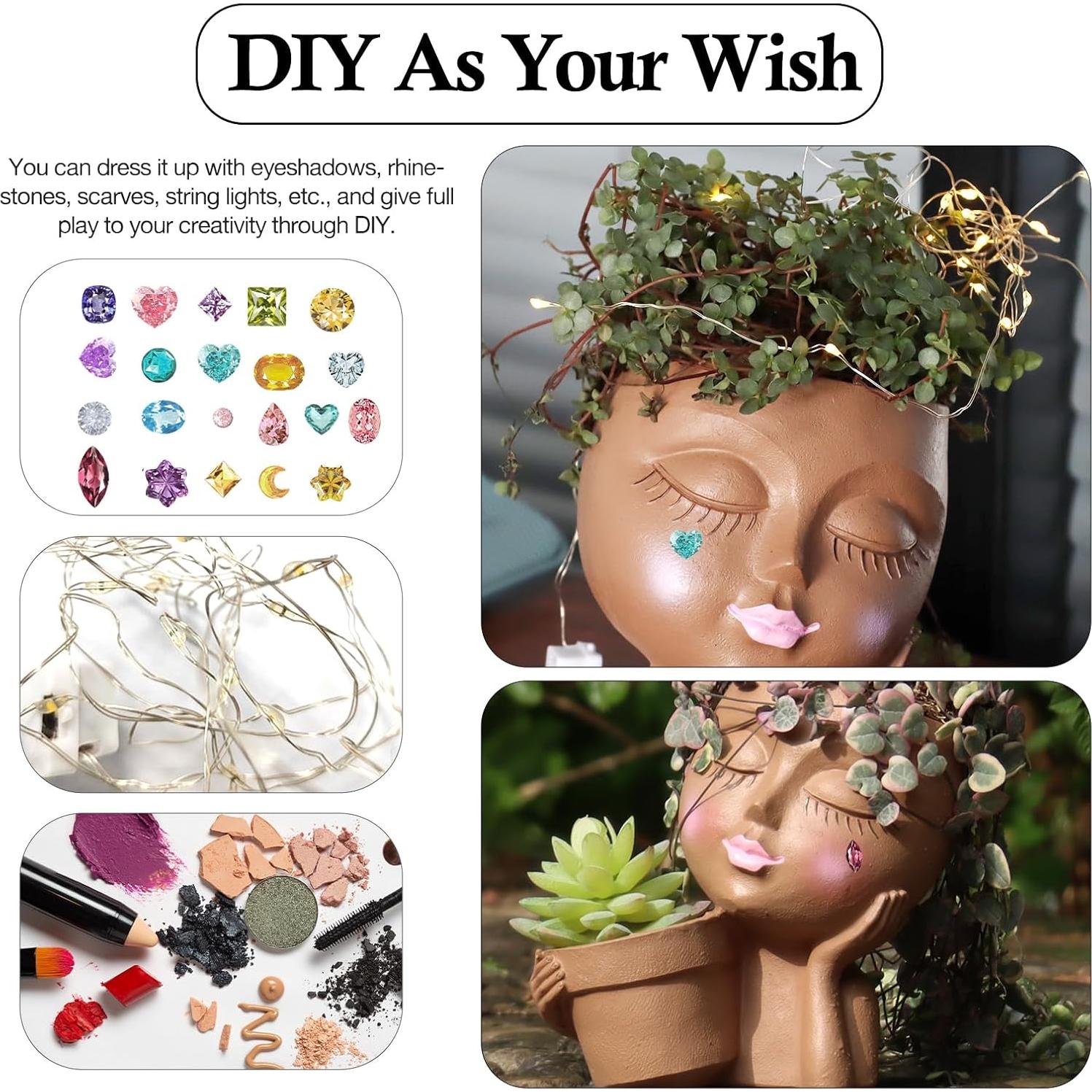 Maceta Cara de Resina Meltset M para Suculentas 15.7 cm Marrón