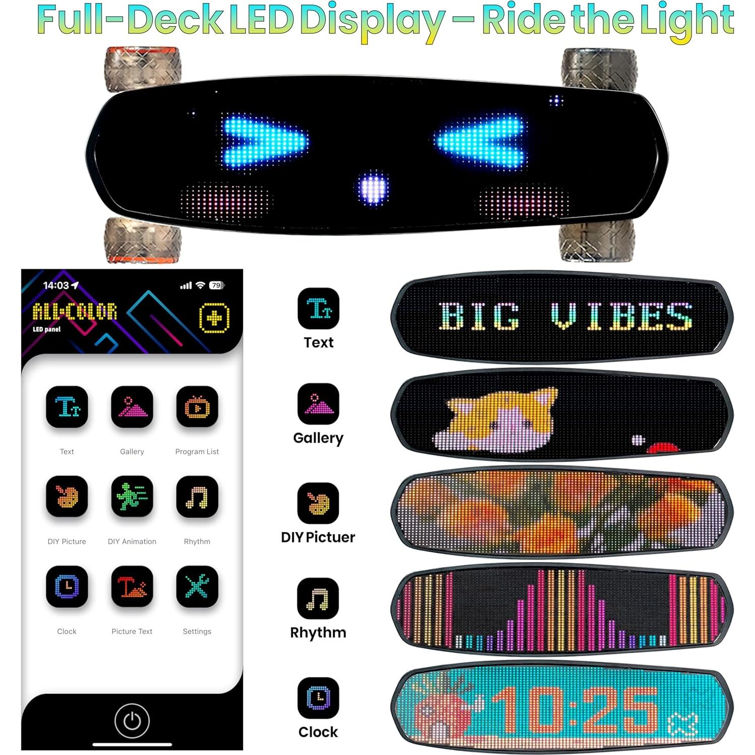 Patineta Eléctrica LED UDITER S3 Pixel Mini 21Km/h 600W