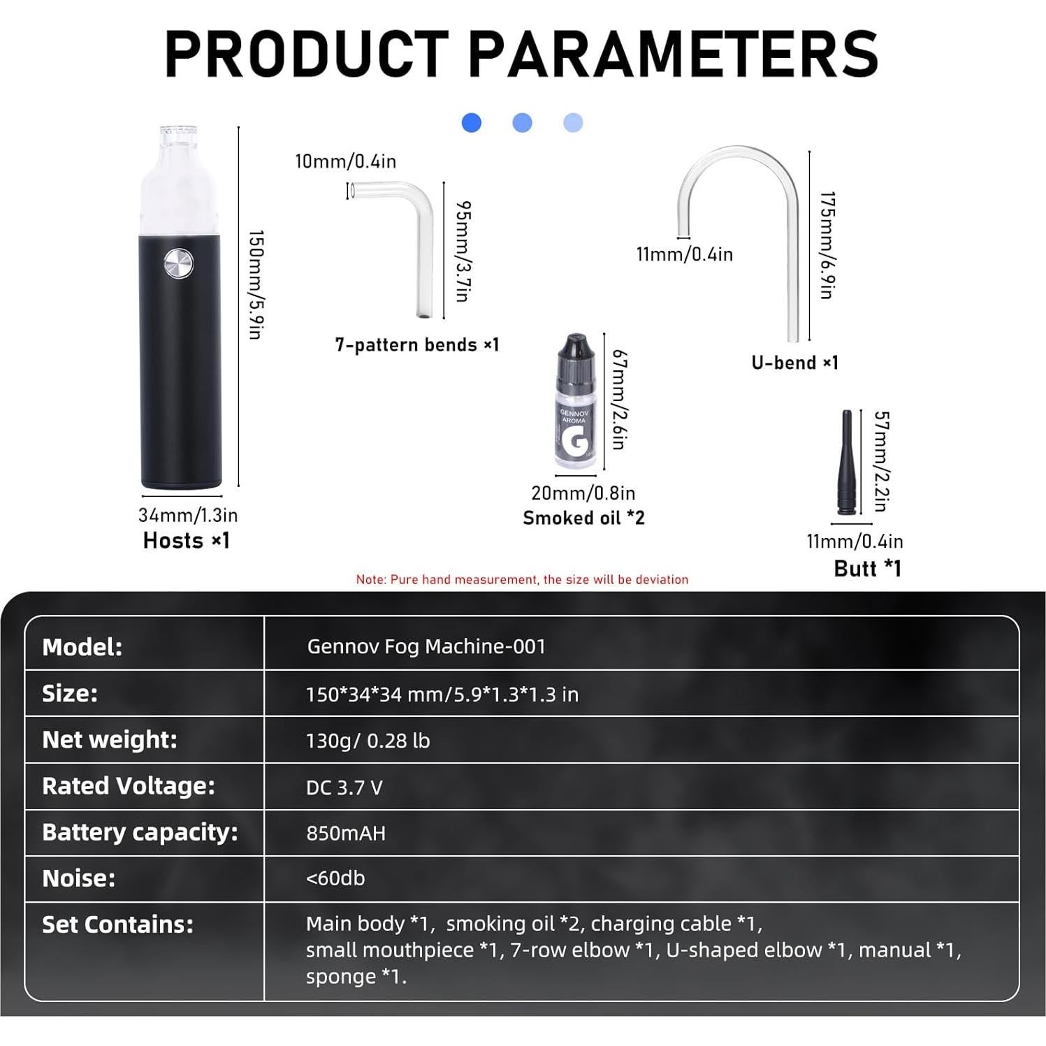 Máquina de Niebla Portátil Gennov Recargable 0.41kg Negro