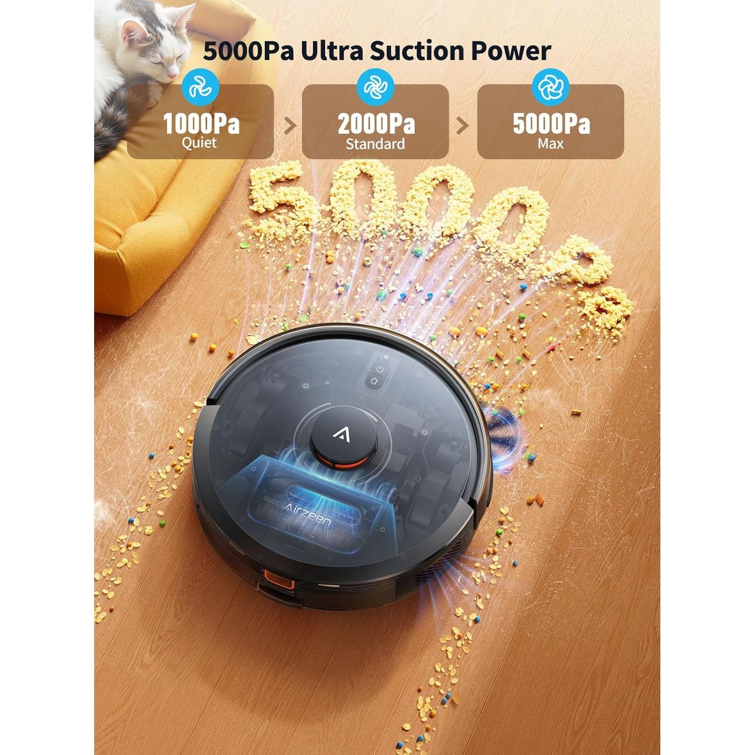 Robot Aspirador Airzeen Q10 Pro Autovaciable 5000Pa Negro