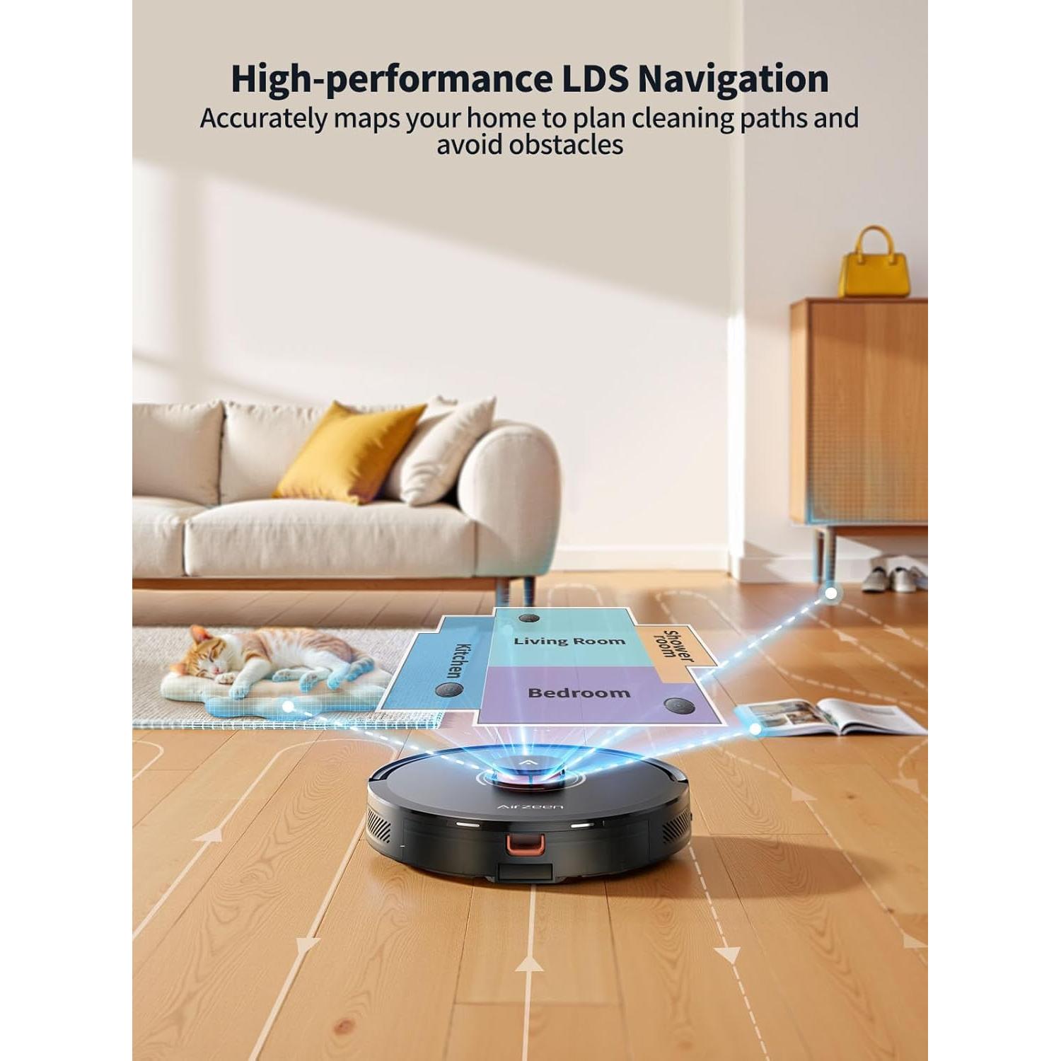 Robot Aspirador Airzeen Q10 Pro Autovaciable 5000Pa Negro