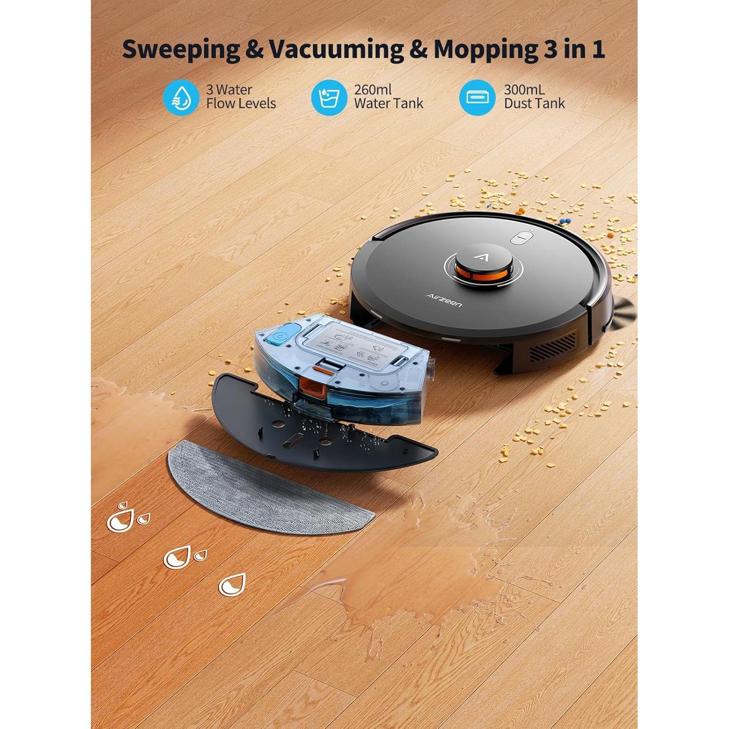 Robot Aspirador Airzeen Q10 Pro Autovaciable 5000Pa Negro