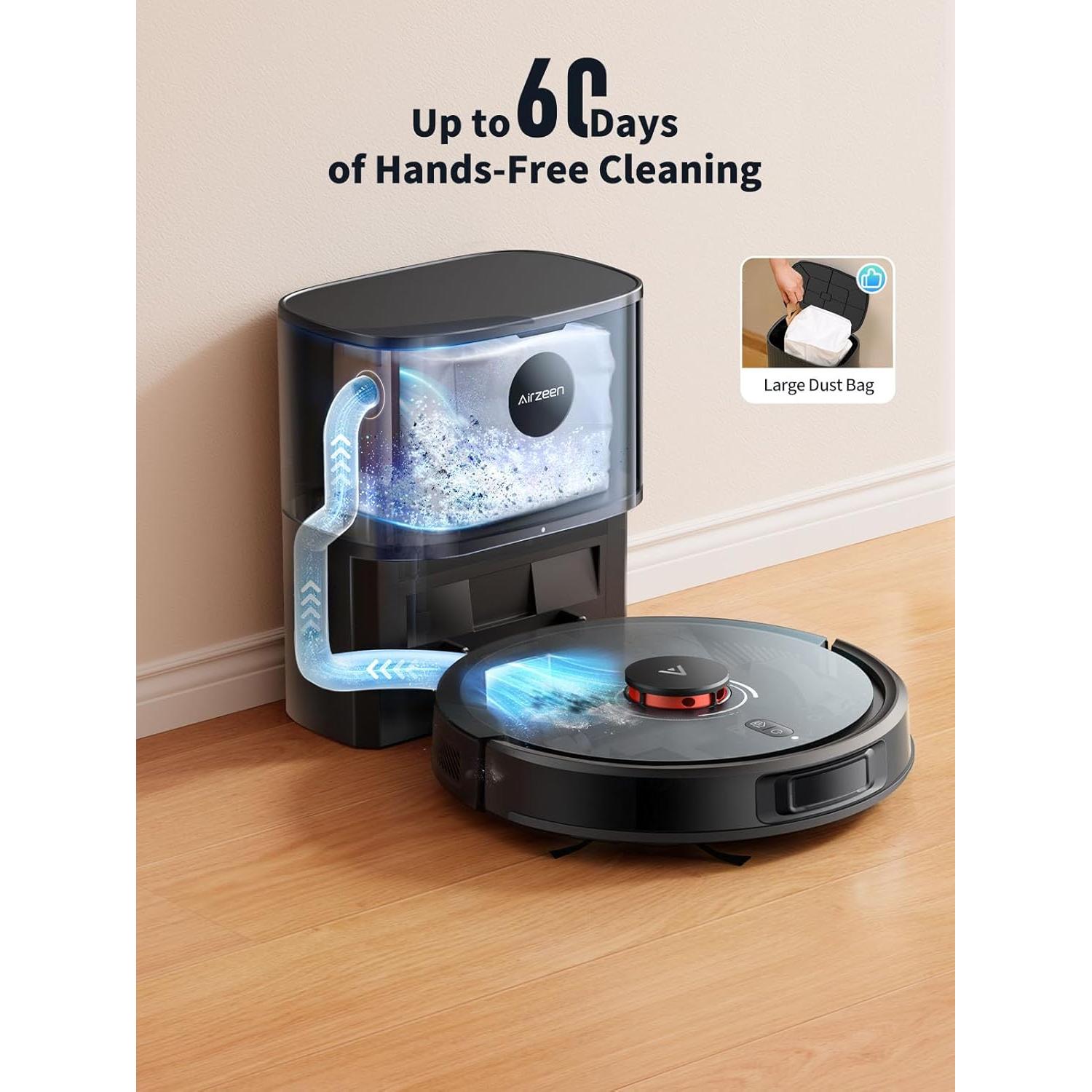 Robot Aspirador Airzeen Q10 Pro Autovaciable 5000Pa Negro