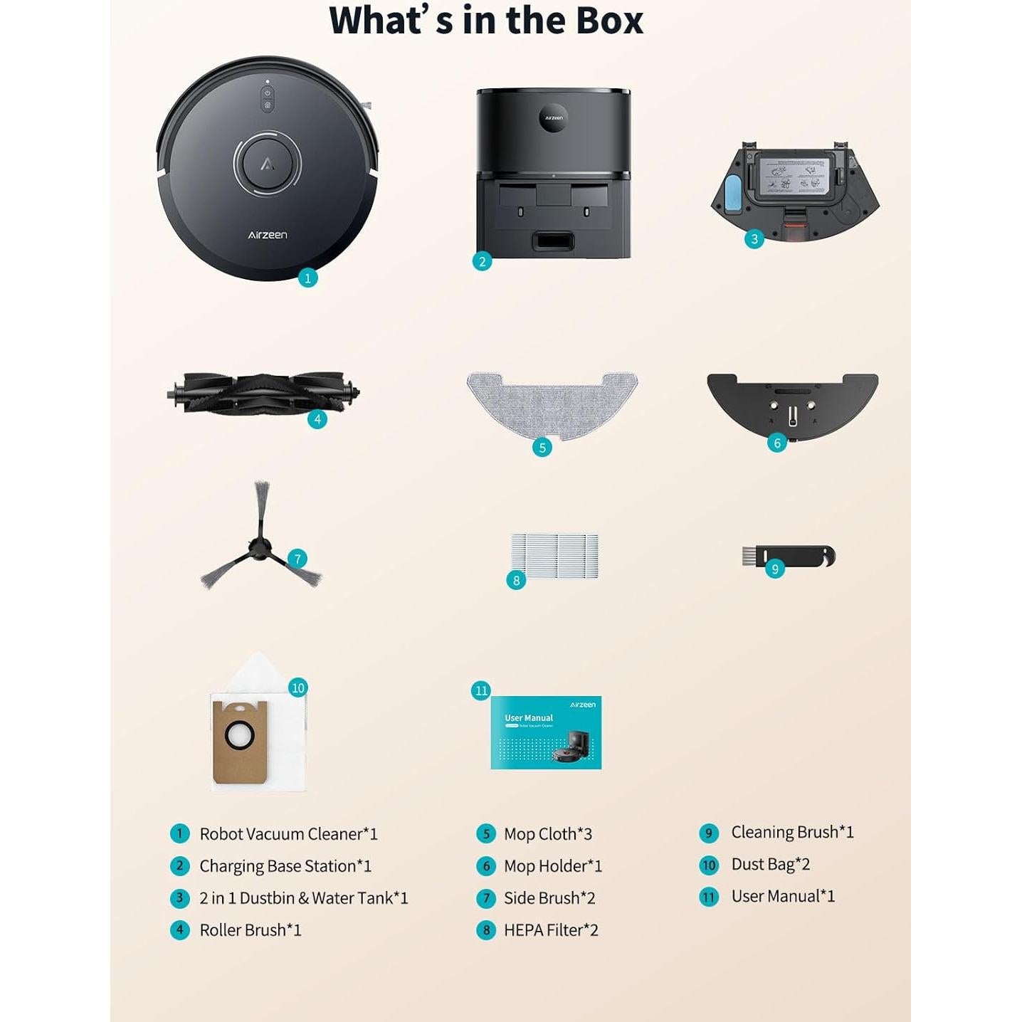 Robot Aspirador Airzeen Q10 Pro Autovaciable 5000Pa Negro