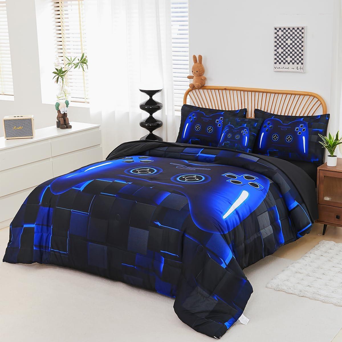 Conjunto de Ropa de Cama Twin PERFEMET Gamer 6 Piezas Azul