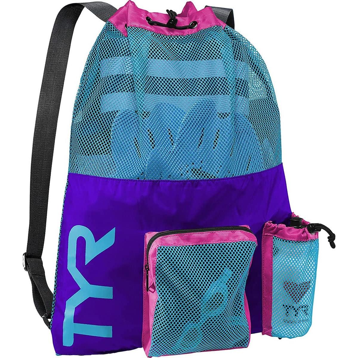 Mochila TYR Big Mesh Mummy 40L Azul/Amarillo para natación