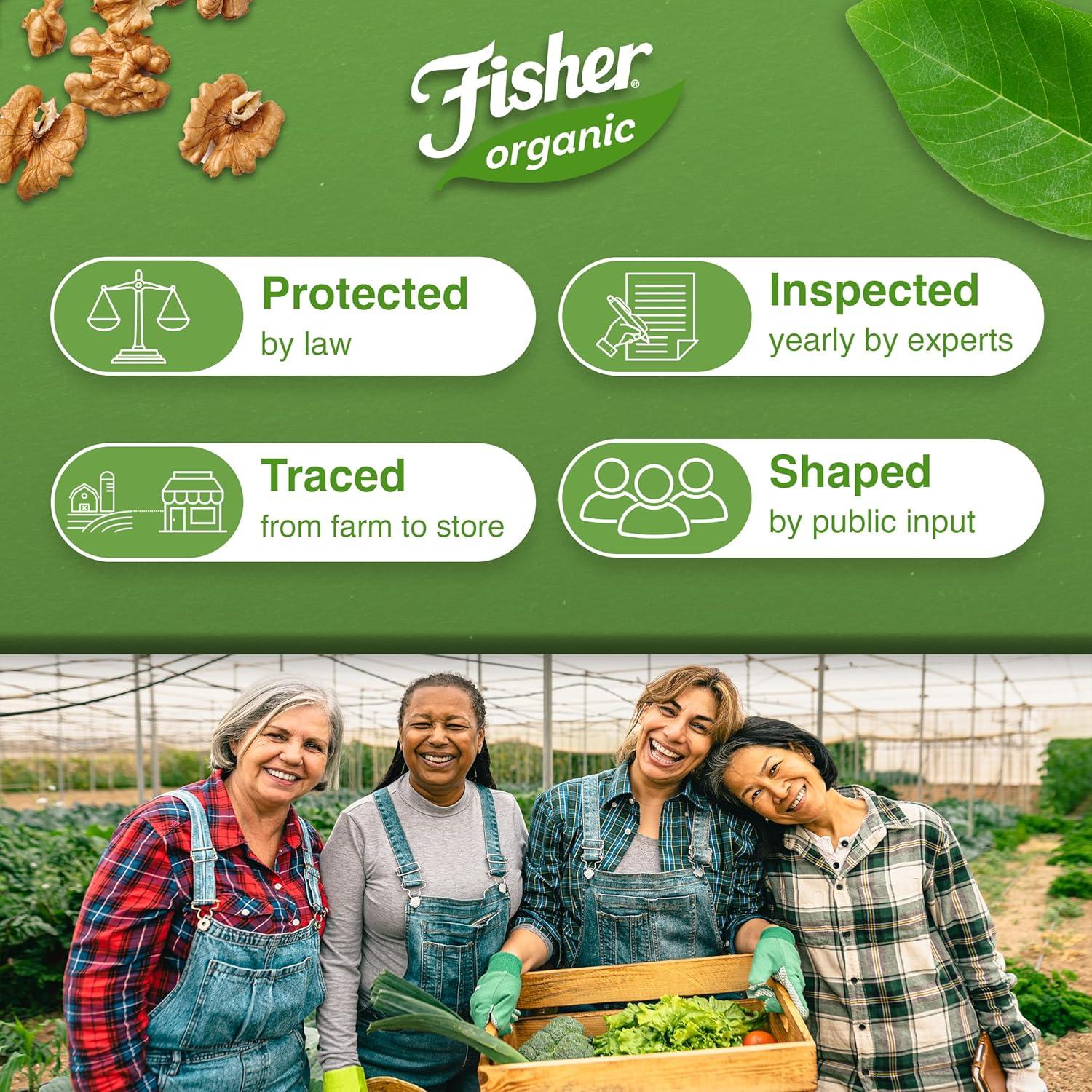 Nueces Orgánicas Sin Sal Fisher 453.6 g - Mitades y Piezas