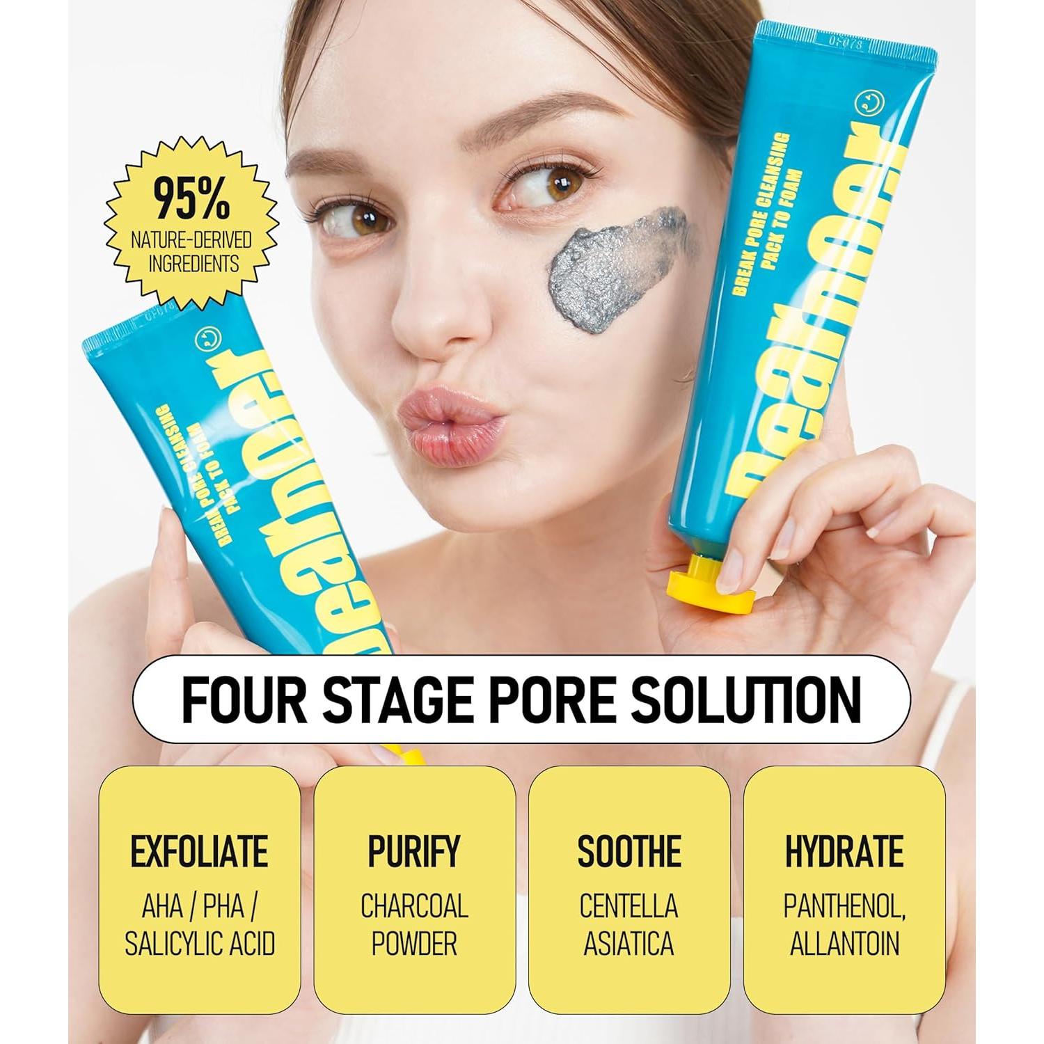 Limpiador Facial 3 en 1 Dear Doer - 99.9 ml con Carbón y AHA