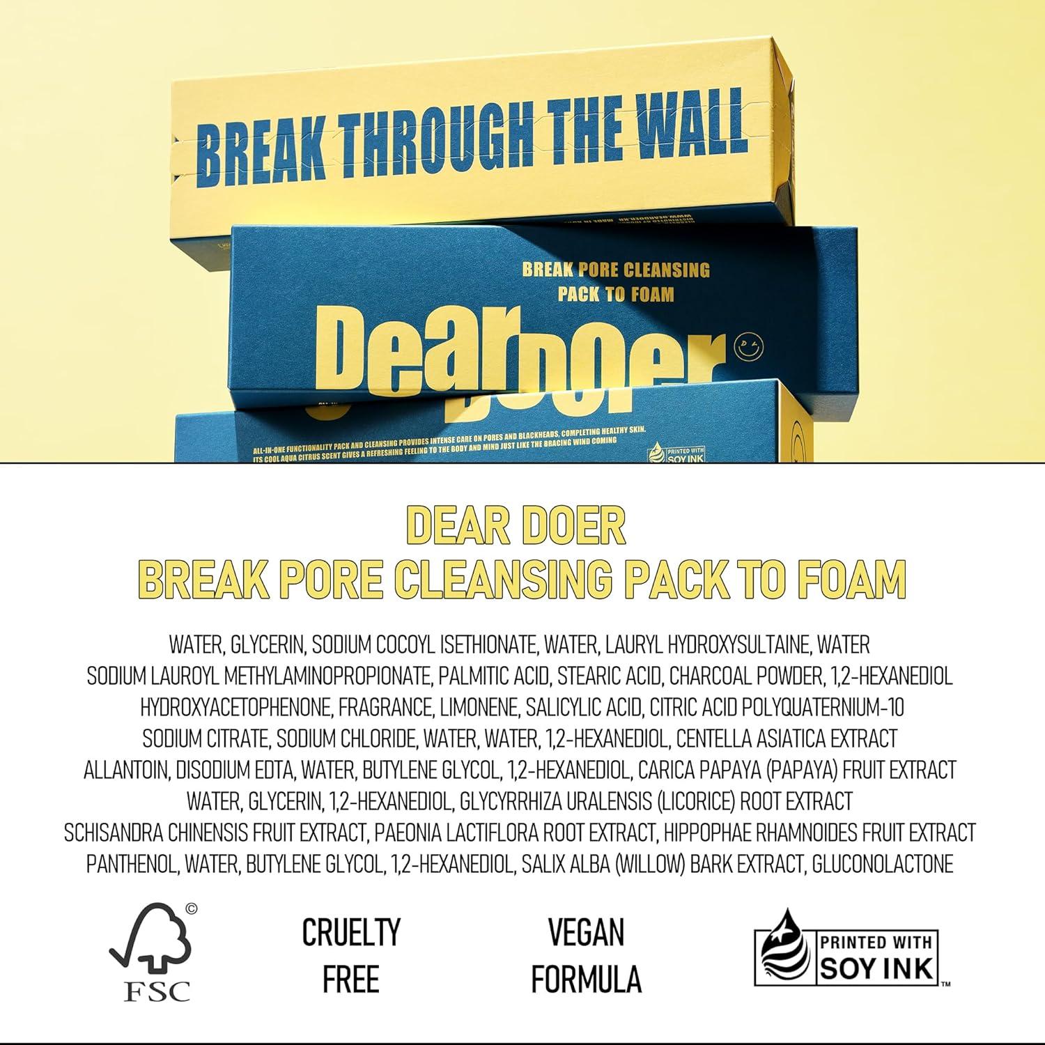 Limpiador Facial 3 en 1 Dear Doer - 99.9 ml con Carbón y AHA