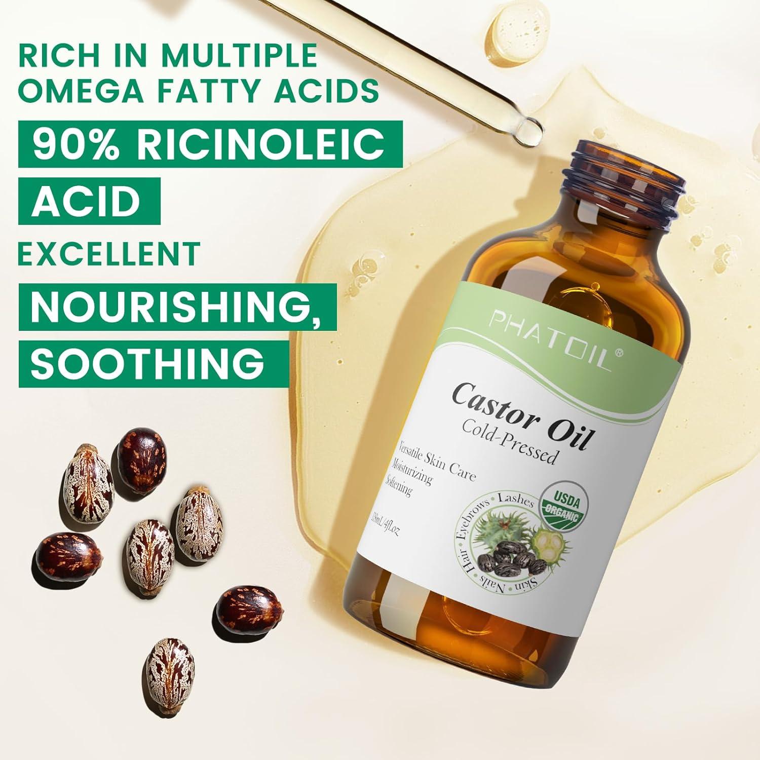 Aceite de Ricino Orgánico PHATOIL 118 ml Prensado en Frío