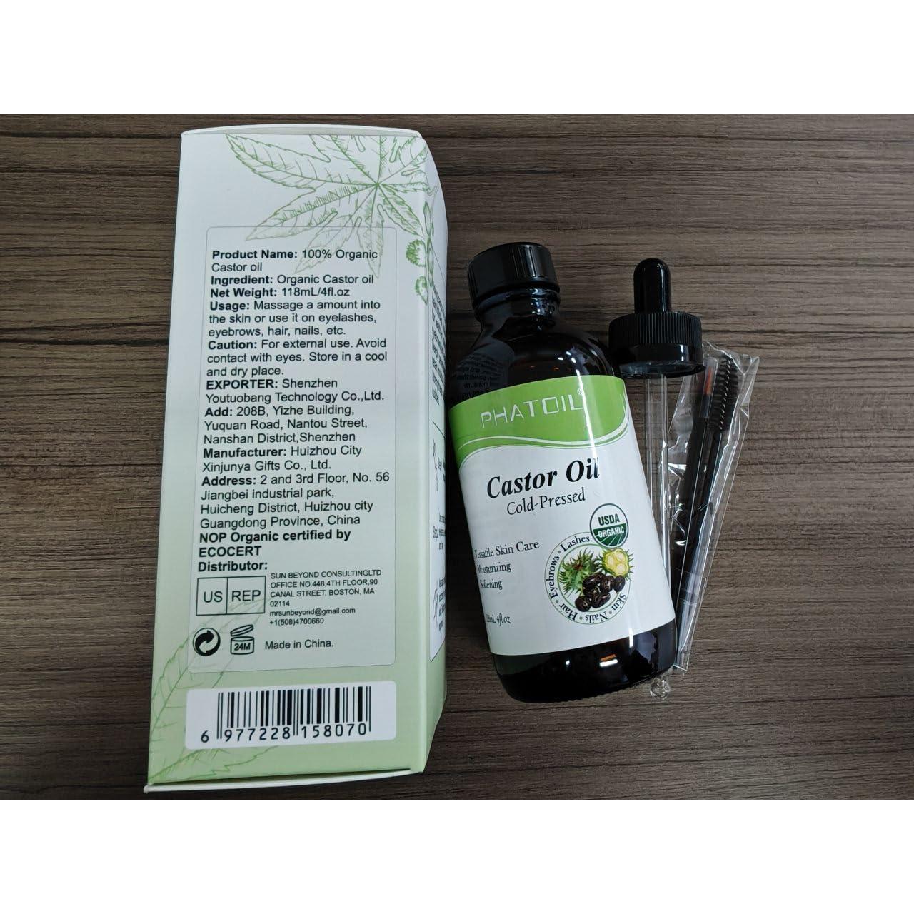 Aceite de Ricino Orgánico PHATOIL 118 ml Prensado en Frío