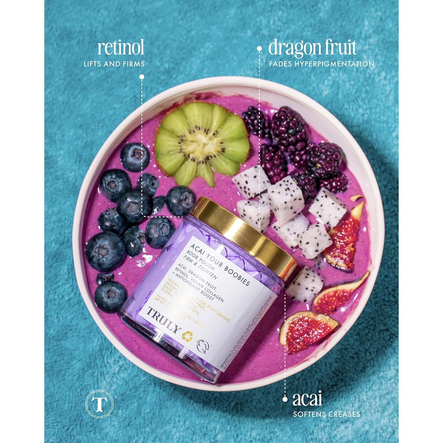 Crema Reafirmante para Senos Truly Acai 322g - Retinol y Antioxidantes